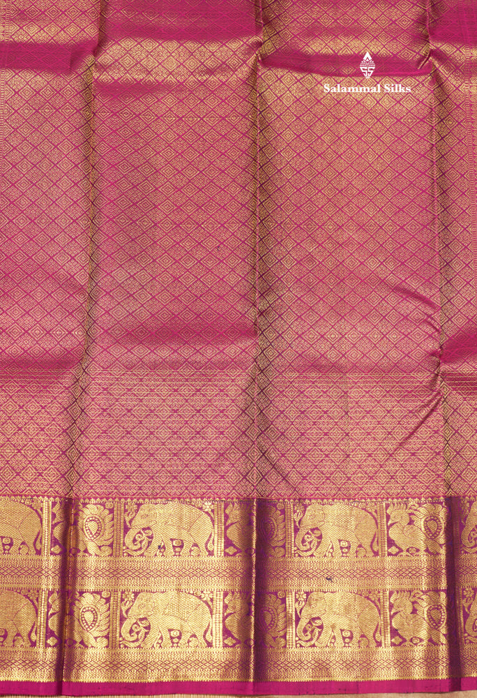 Violet Colour Pure Kanjivaram Silk Saree With Traditional Long Size Border