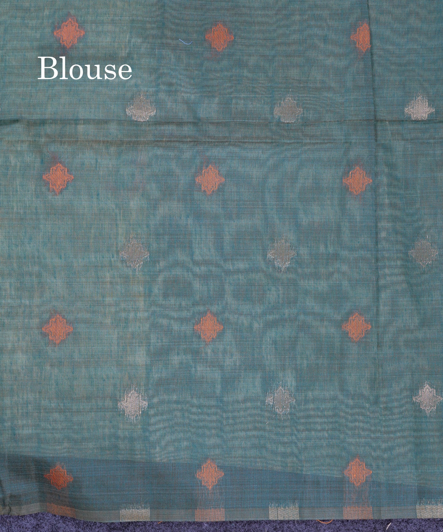 Beautiful Pastel Blue Thread Work Butta Muga Cotton Saree With Contrast Grey Blouse