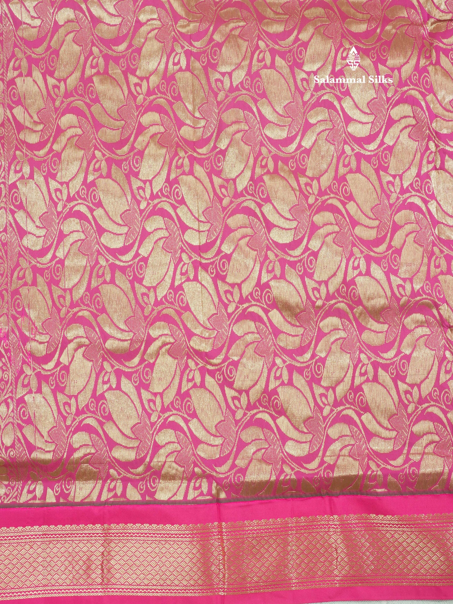 11 Yards Green Semi Silk Saree with Contrast Pink Border