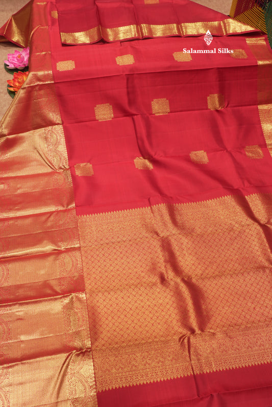 Maroon Colour Pure Kanjivaram Silk Saree With Gold Zari Long Border