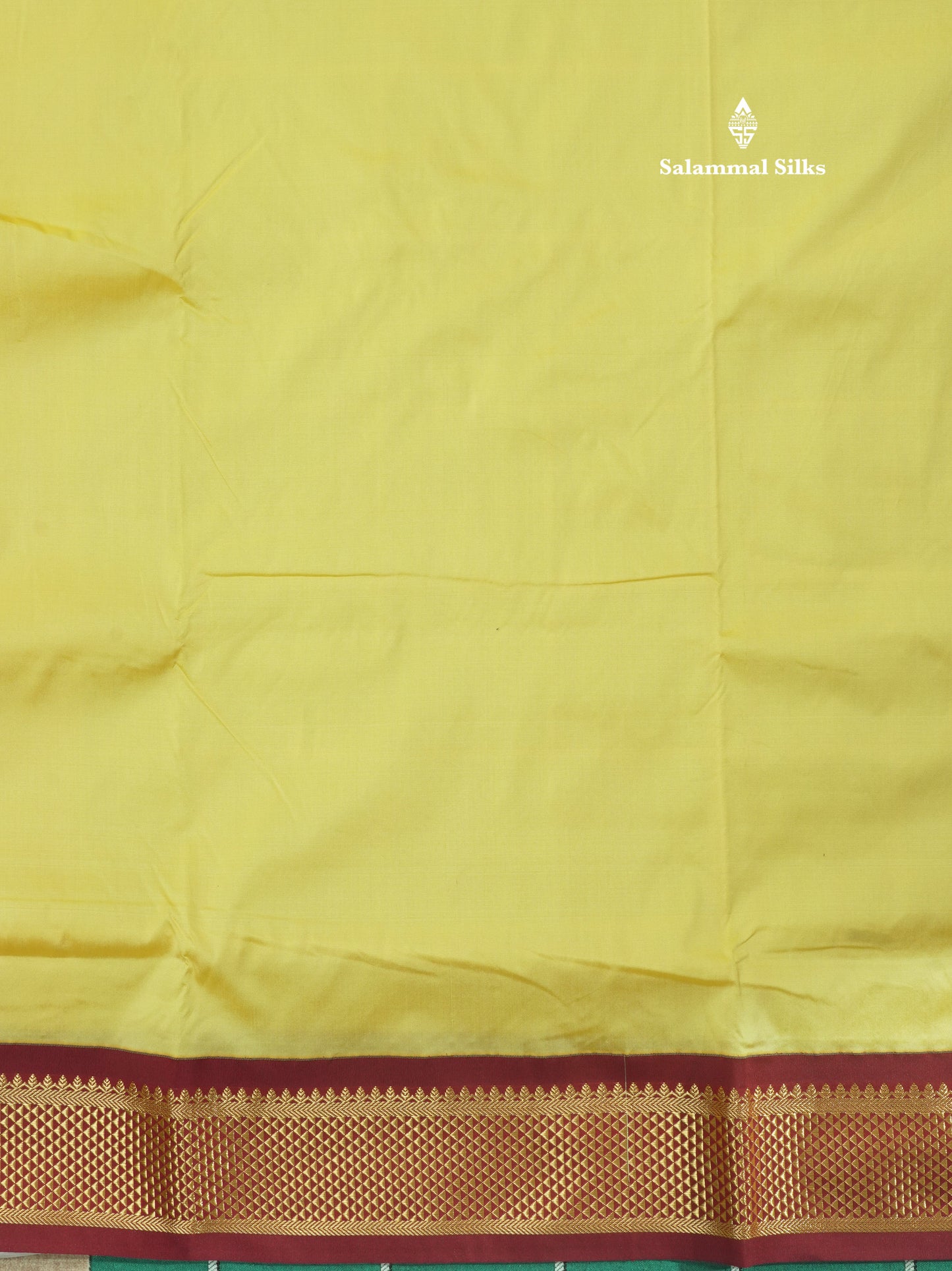 9.5 Yards Semi Silk Saree Light Green with Contrast Maroon Border