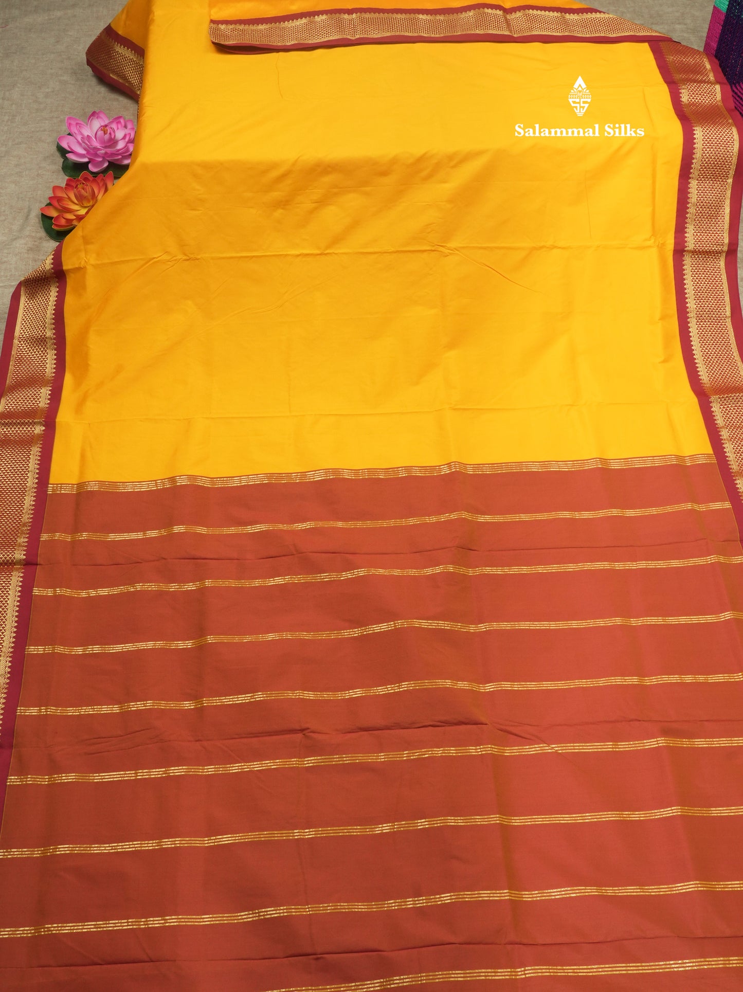 9.5 Yards Semi Silk Saree Light Green with Contrast Maroon Border