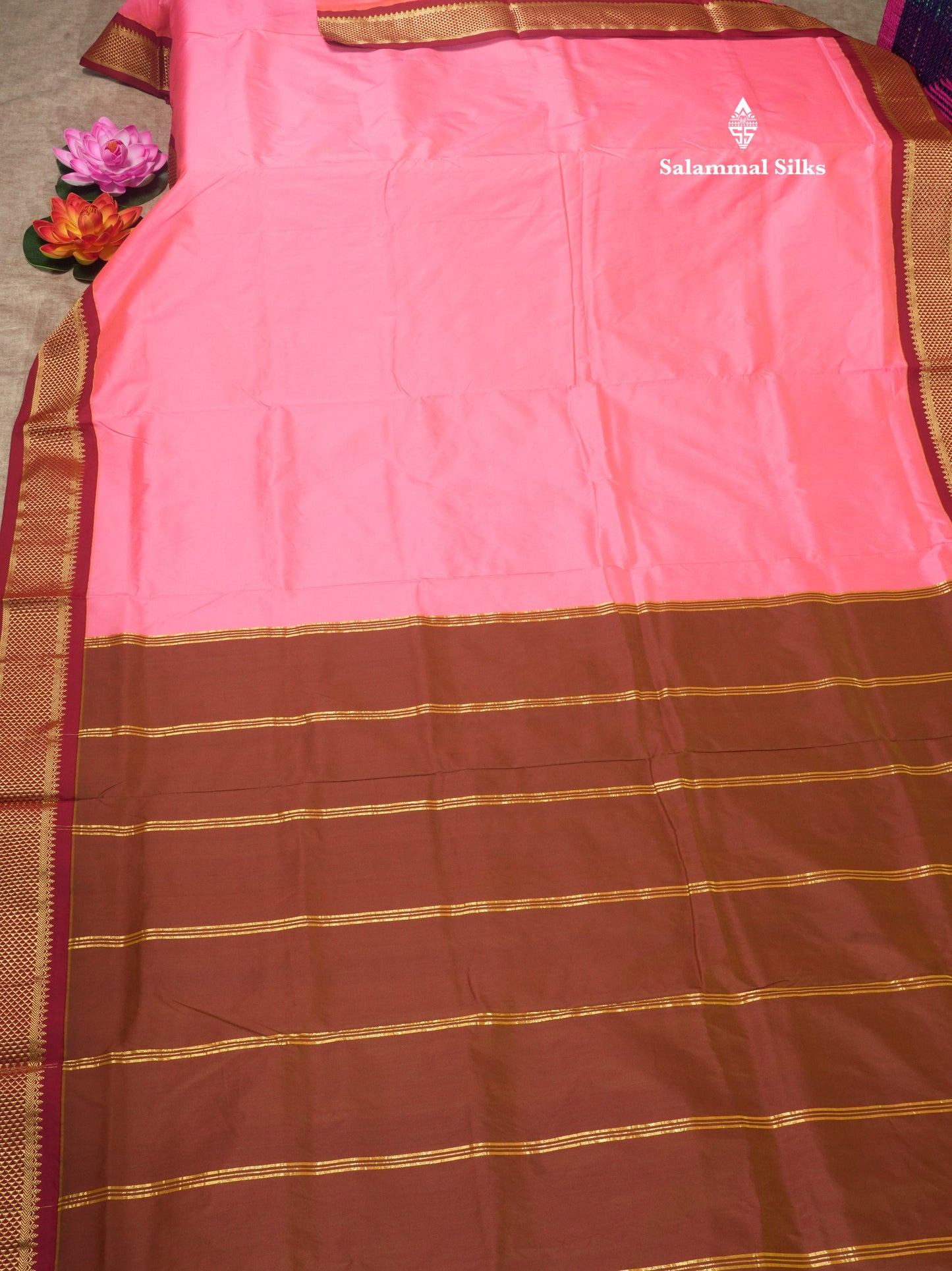 9.5 Yards Semi Silk Saree Light Green with Contrast Maroon Border