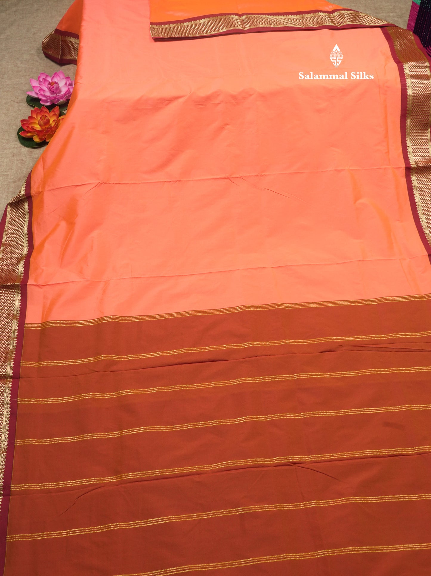 9.5 Yards Semi Silk Saree Light Green with Contrast Maroon Border