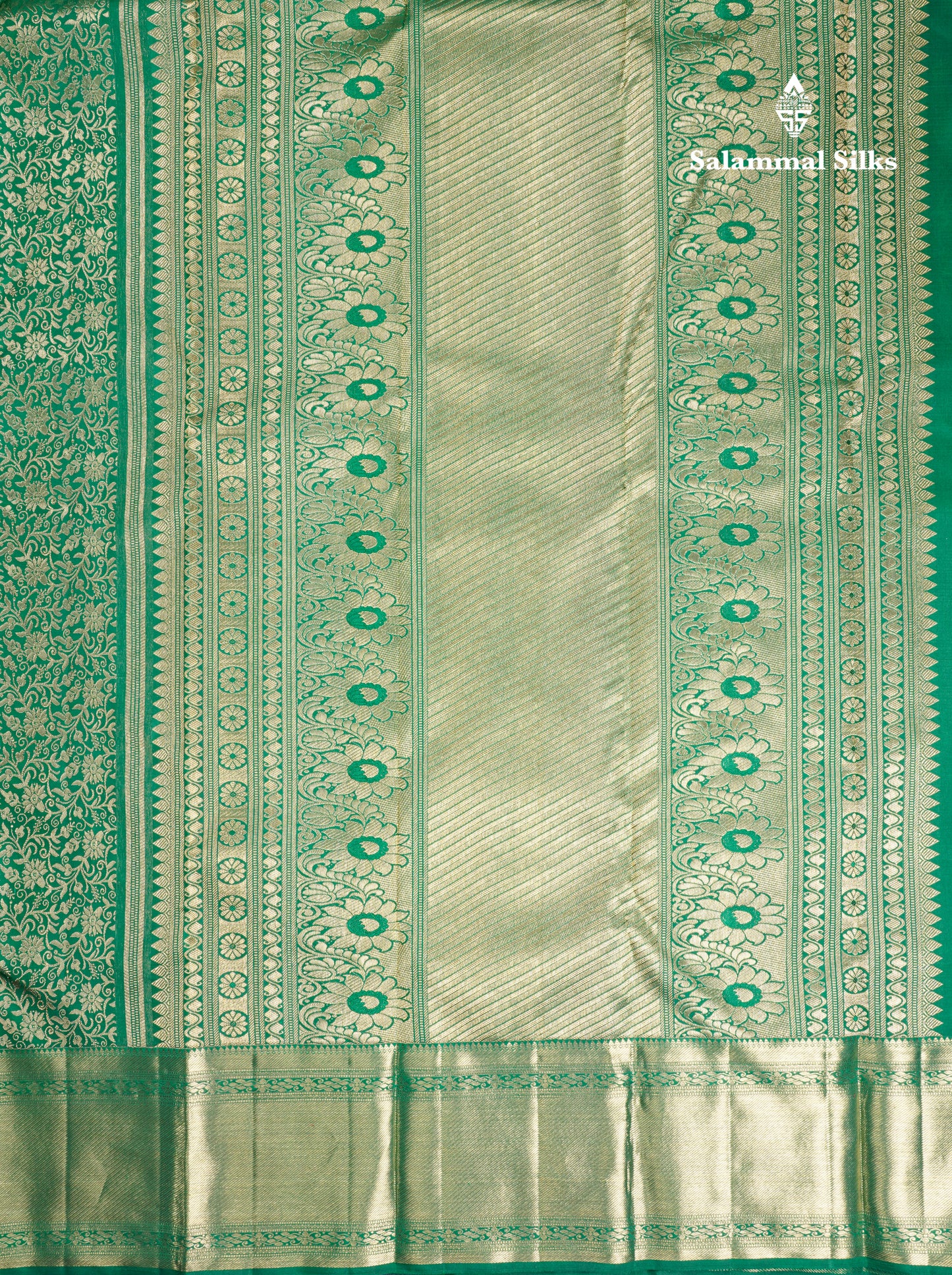 Bottle Green Grand Bridal Pure Kanjivaram Silk Saree 2G Zari With Self Border