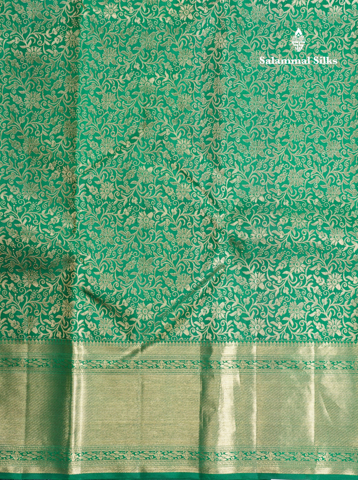 Bottle Green Grand Bridal Pure Kanjivaram Silk Saree 2G Zari With Self Border