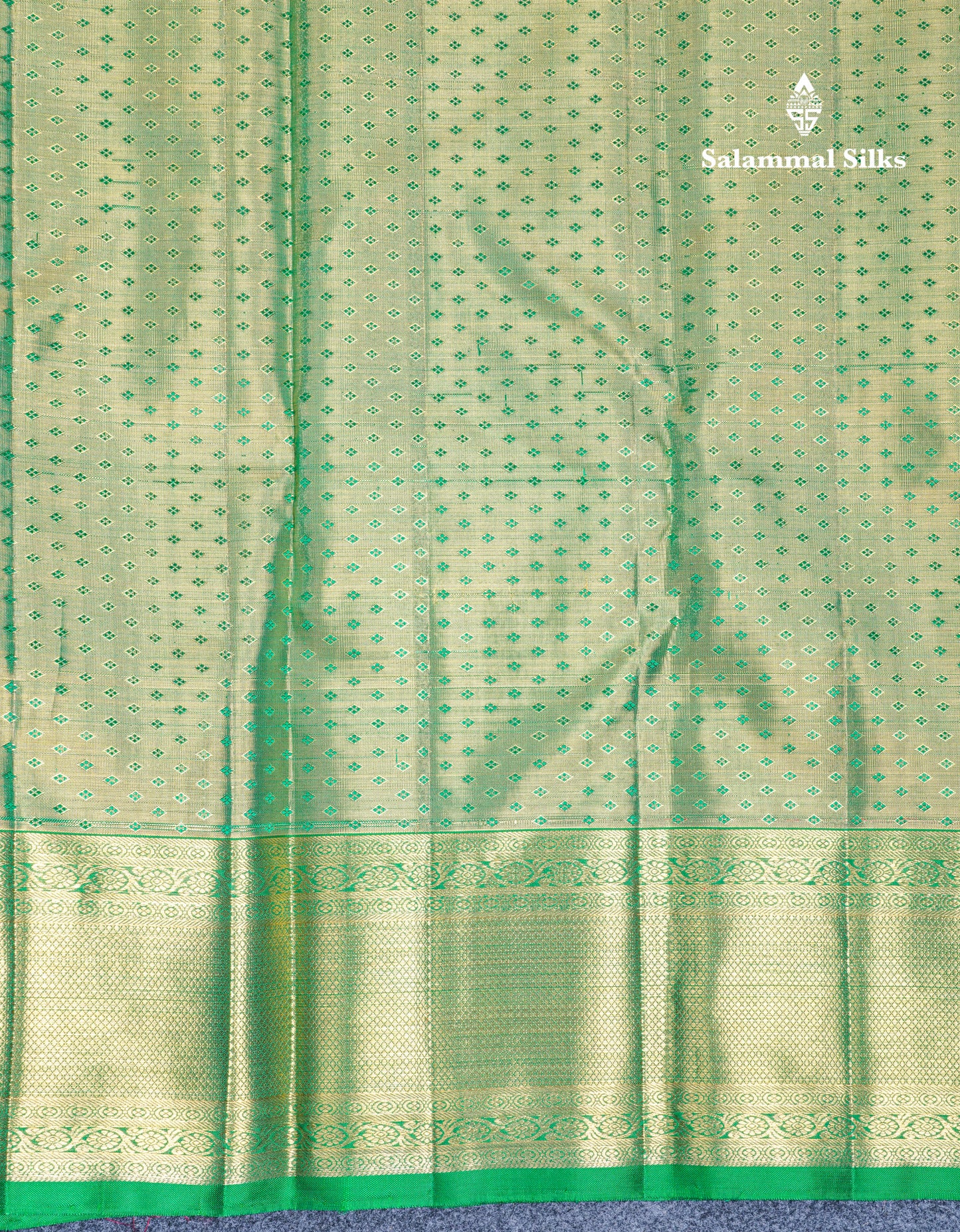 Peach Beautiful Meenakari Work Pure Kanjivaram Silk Saree 2G Zari With Green Border