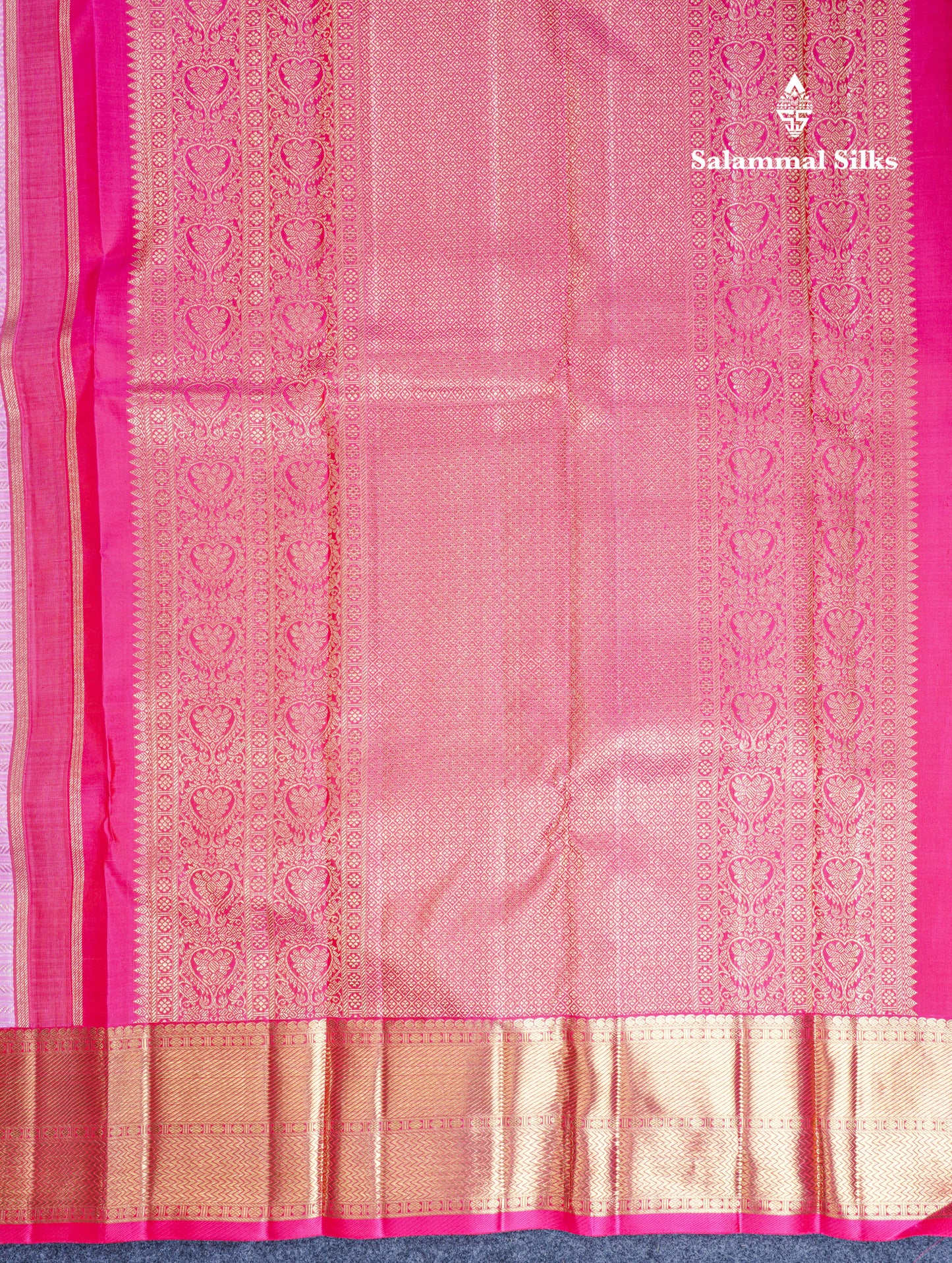 Light Pink Beautiful Bridal Pure Kanjivaram Silk Saree 2G Zari With Traditional Korvai Pink Border