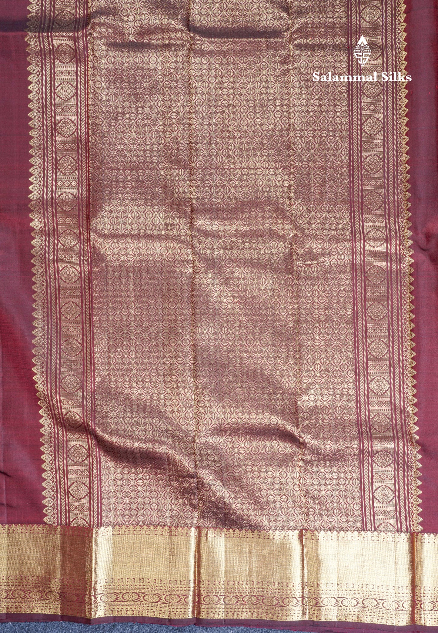 Maroon Beautiful Small Buttas Pure Kanjivaram Silk Saree With Self Border