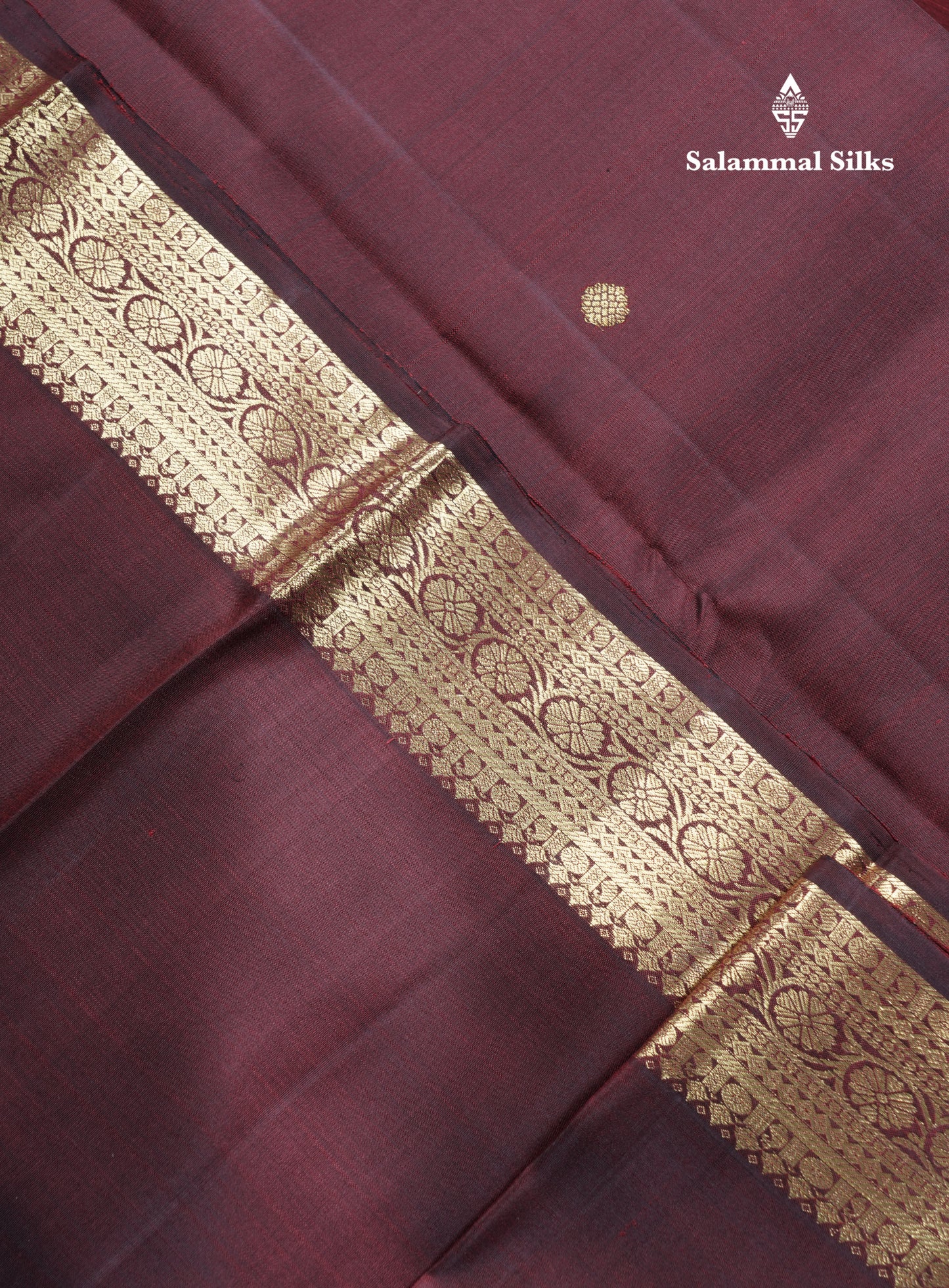 Maroon Beautiful Small Buttas Pure Kanjivaram Silk Saree With Self Border