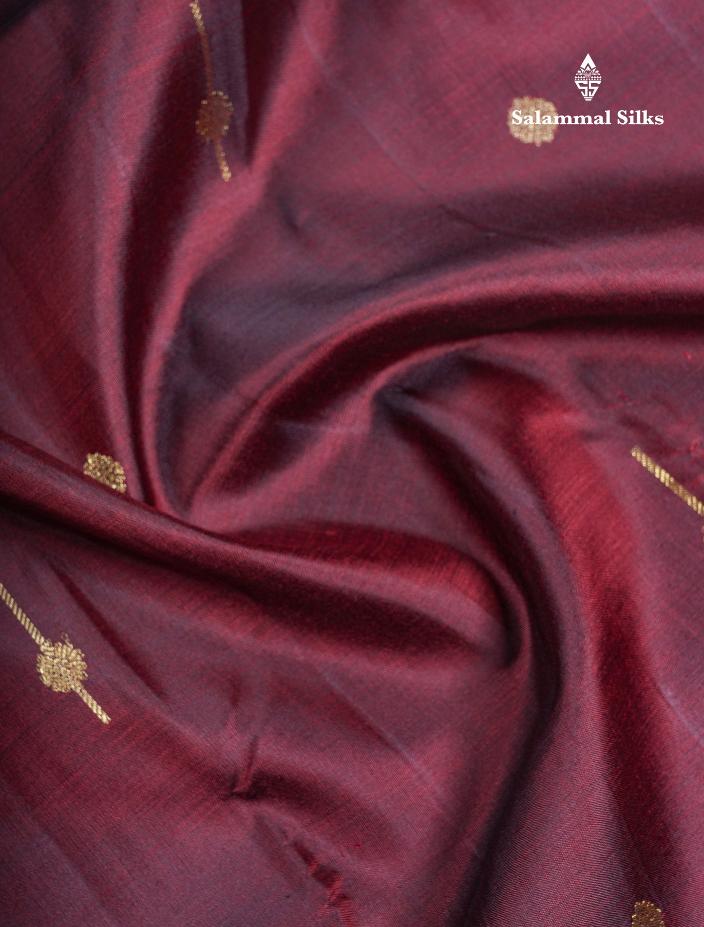Maroon Beautiful Small Buttas Pure Kanjivaram Silk Saree With Self Border