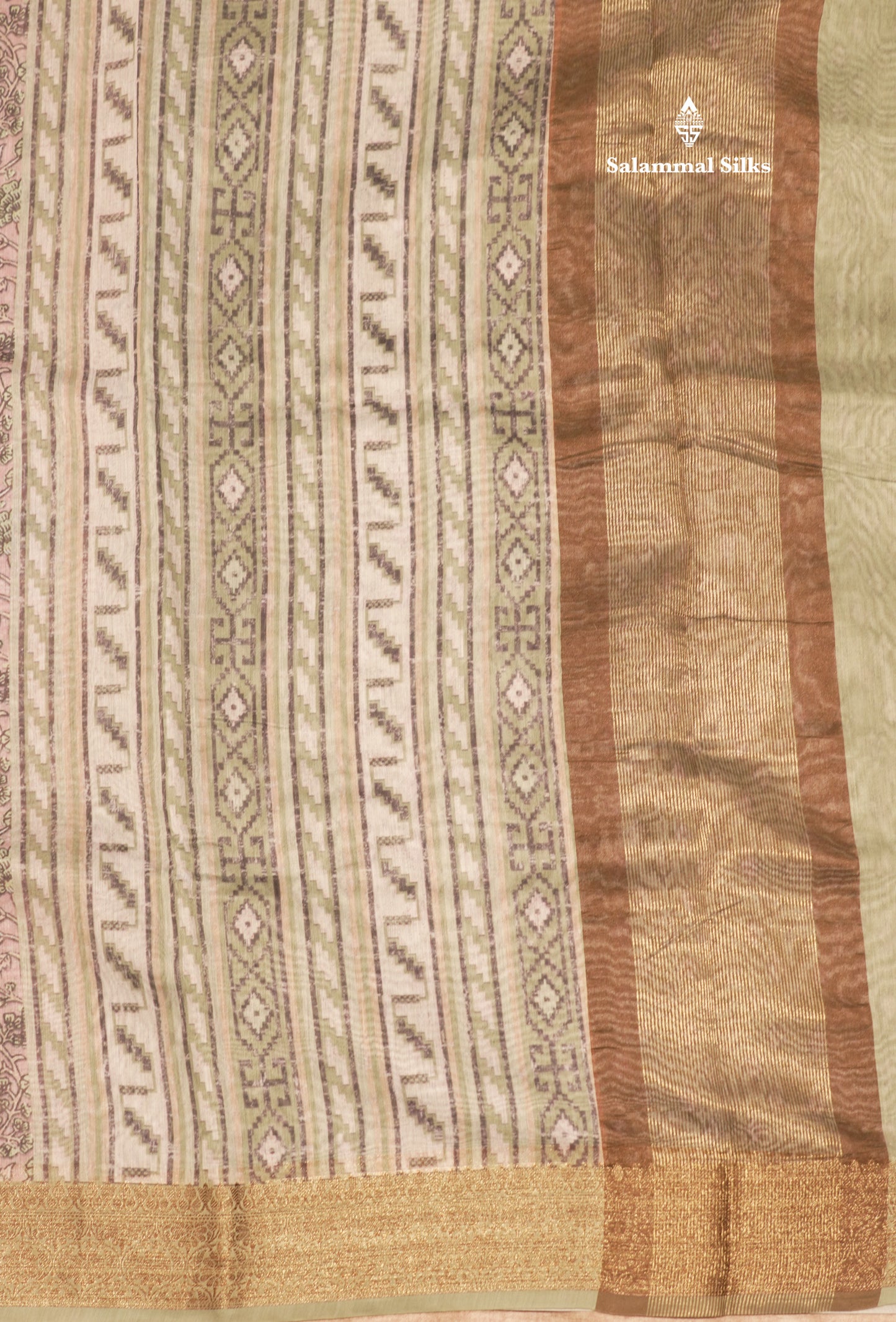 Light Maroon Colour Chanderi Mixed Cotton Saree With Contrast Elaichi Green Border