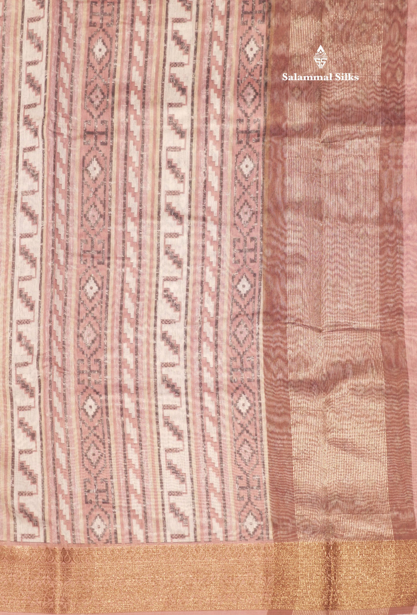 Light Maroon Colour Chanderi Mixed Cotton Saree With Contrast Elaichi Green Border