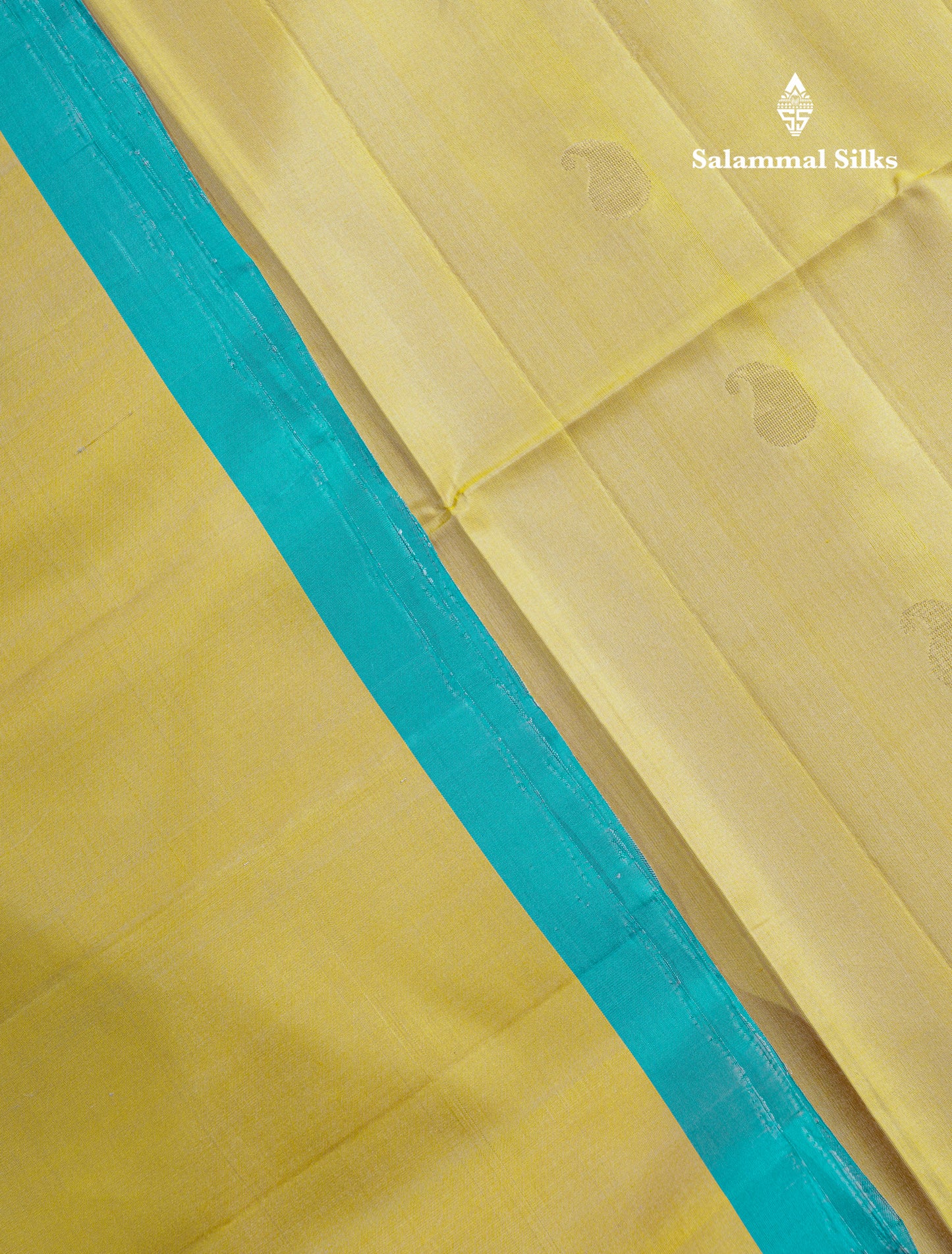Beautiful Yellow Pure Kanjivaram Soft Silk Saree With Sapphire Blue One Side Long Border