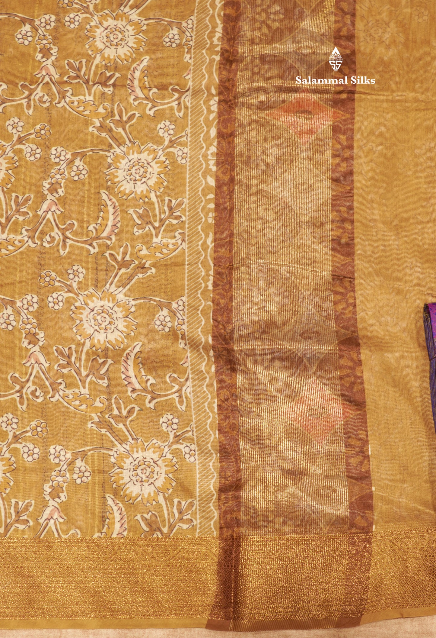 Olive Mustard Yellow Colour Chanderi Mixed Cotton Saree With Blouse