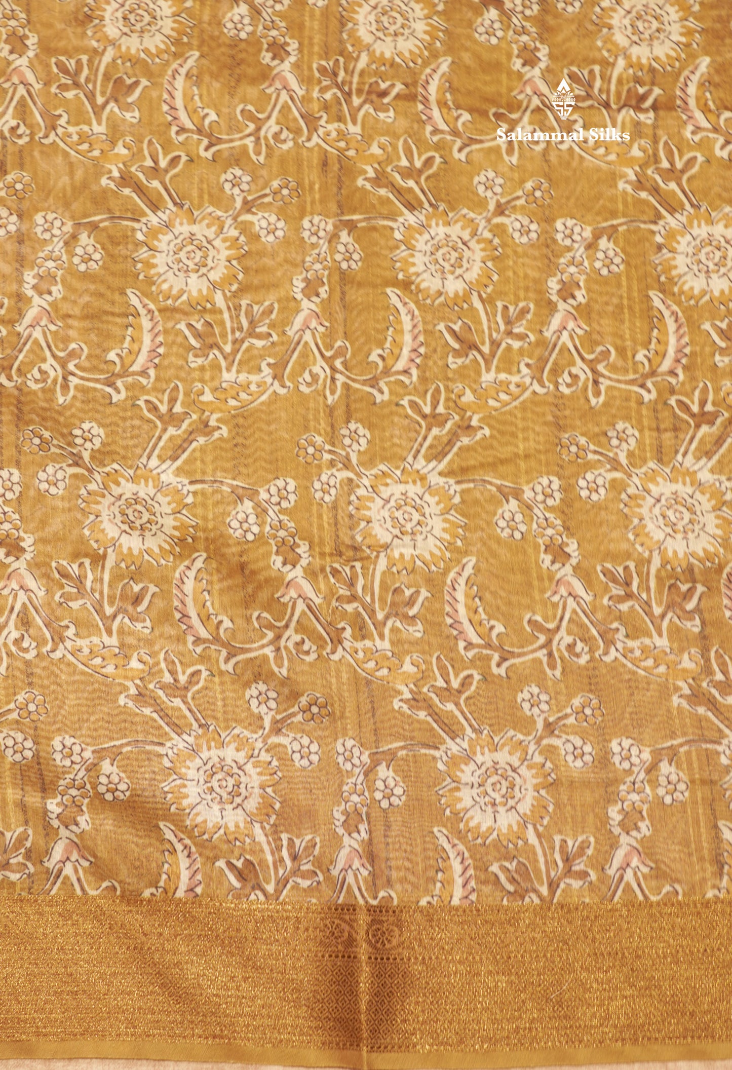 Olive Mustard Yellow Colour Chanderi Mixed Cotton Saree With Blouse