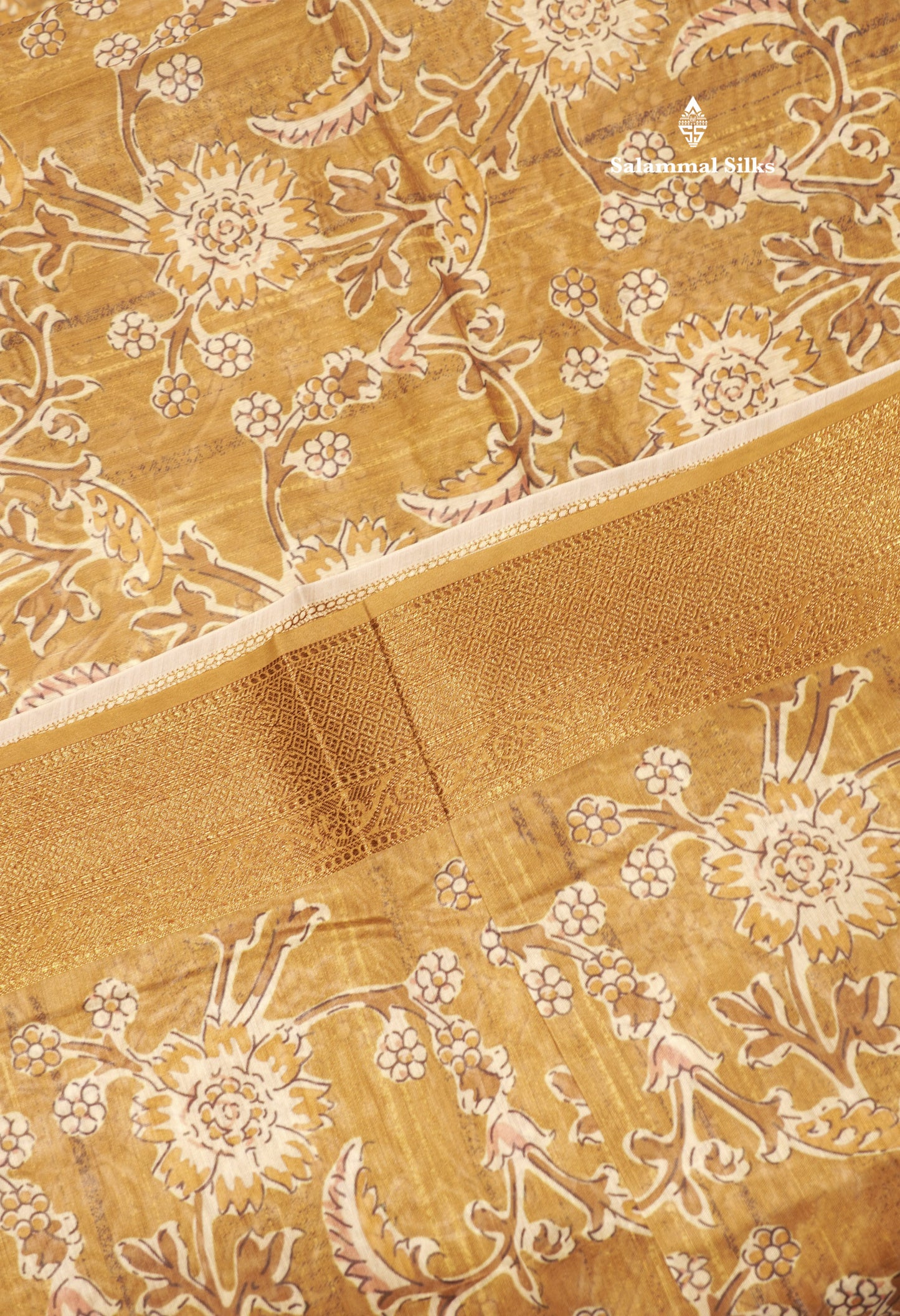 Olive Mustard Yellow Colour Chanderi Mixed Cotton Saree With Blouse
