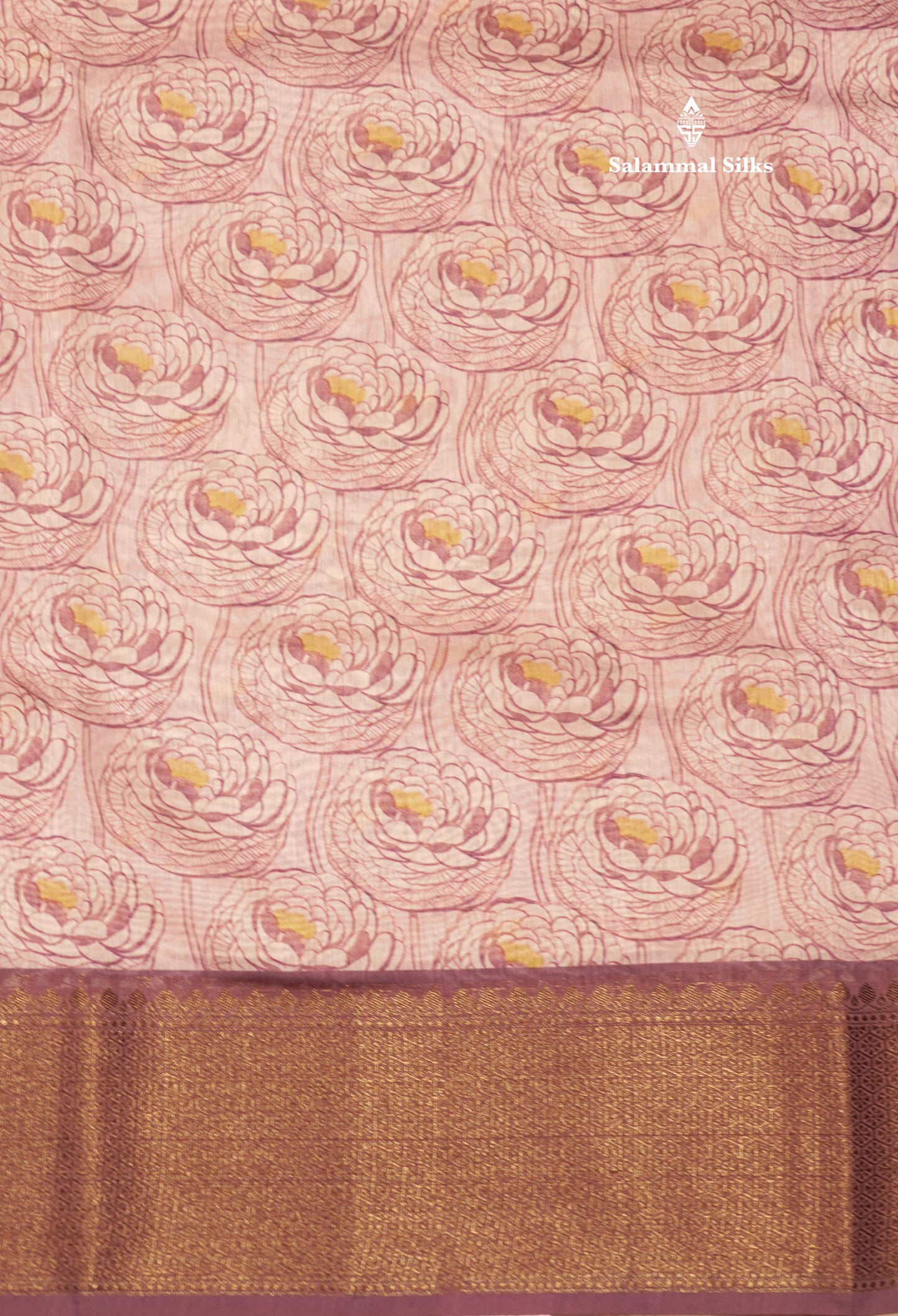 Baby Pink Colour Chanderi Mixed Cotton Saree With Contrast Violet Border