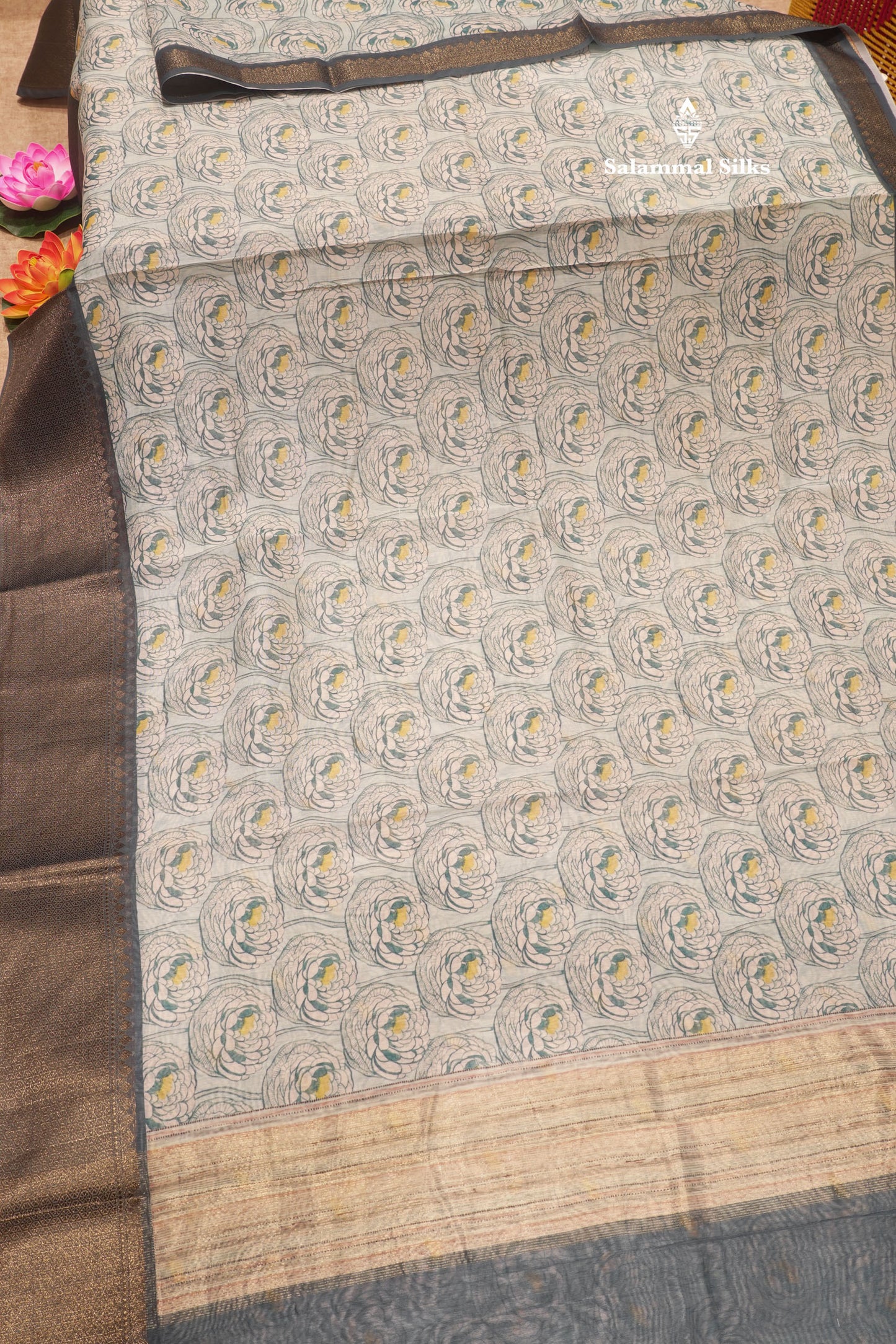 Baby Pink Colour Chanderi Mixed Cotton Saree With Contrast Violet Border