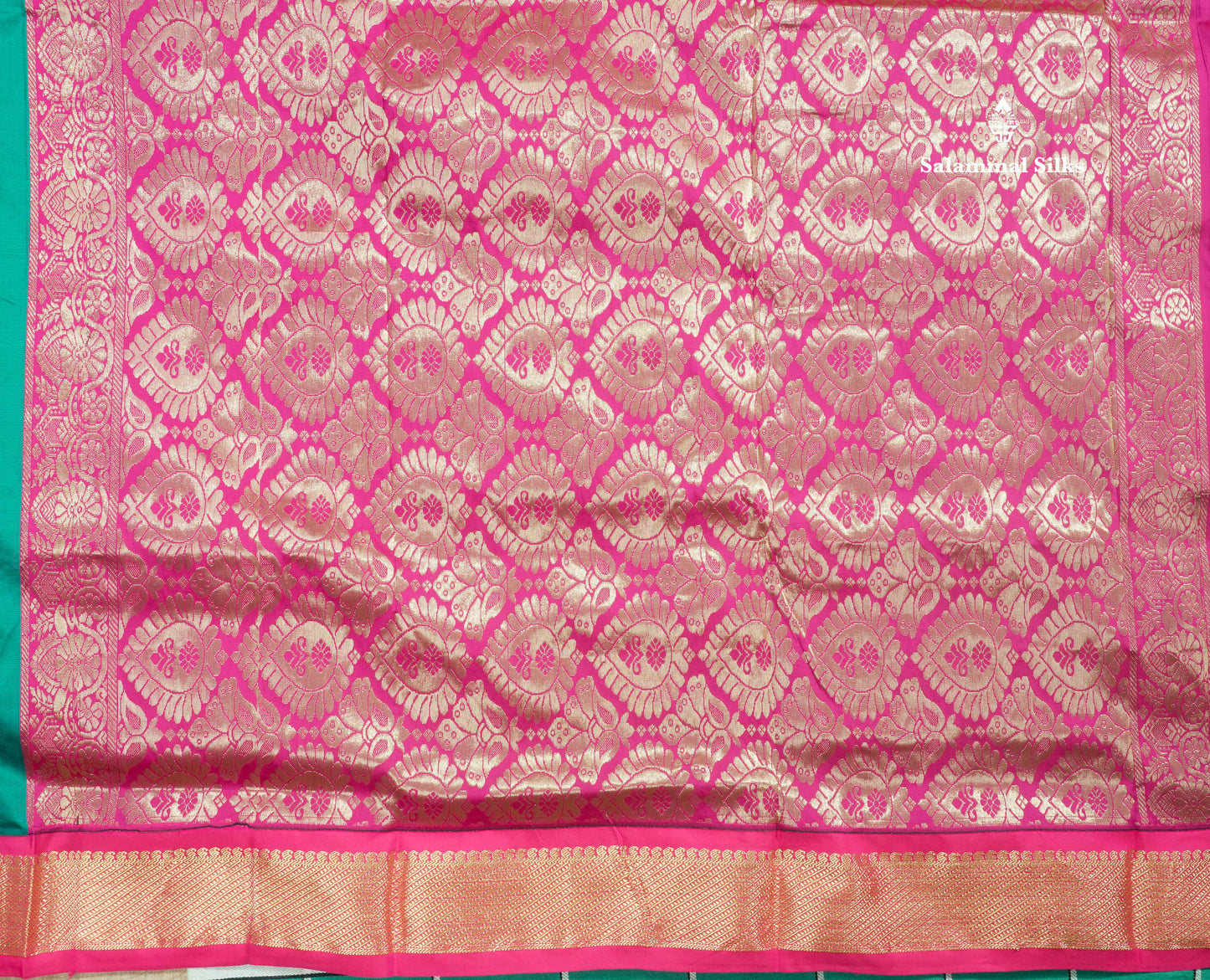 9.5 Yards Semi Silk Saree Chilly Red with Contrast Bottle Green Border
