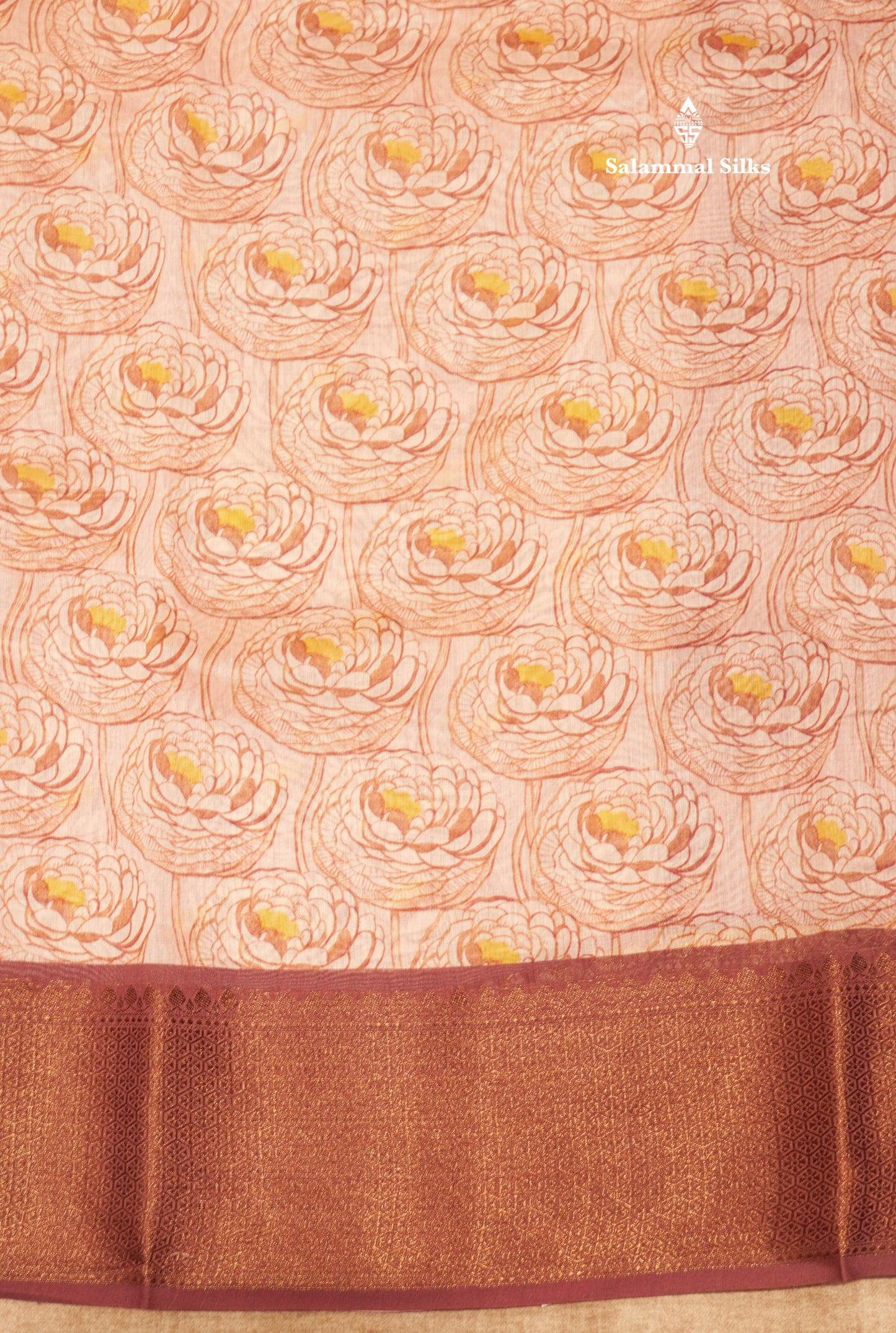 Baby Pink Colour Chanderi Mixed Cotton Saree With Contrast Violet Border