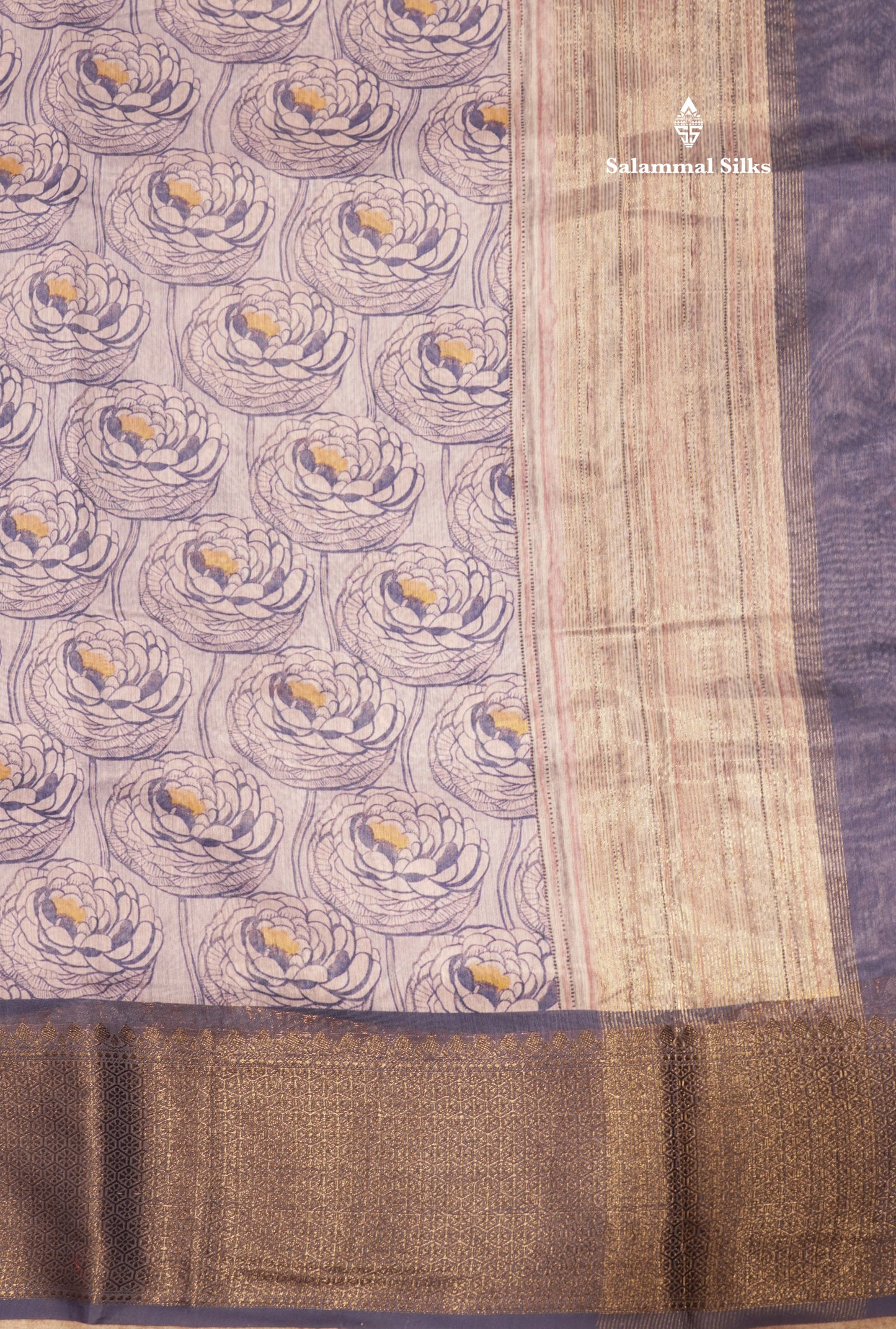 Baby Pink Colour Chanderi Mixed Cotton Saree With Contrast Violet Border