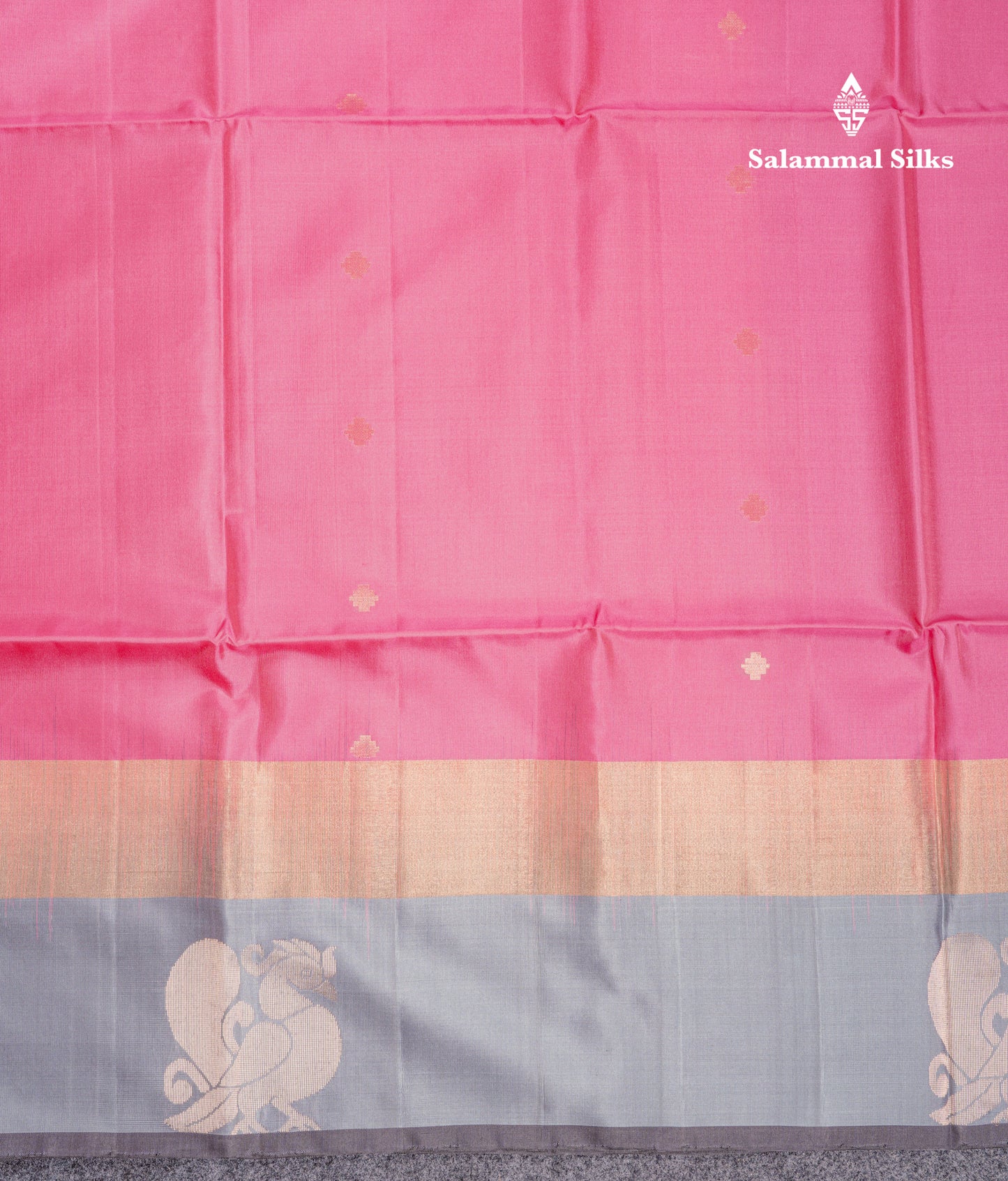 Beautiful Pink Pure Kanjivaram Soft Silk Saree With Ash Border