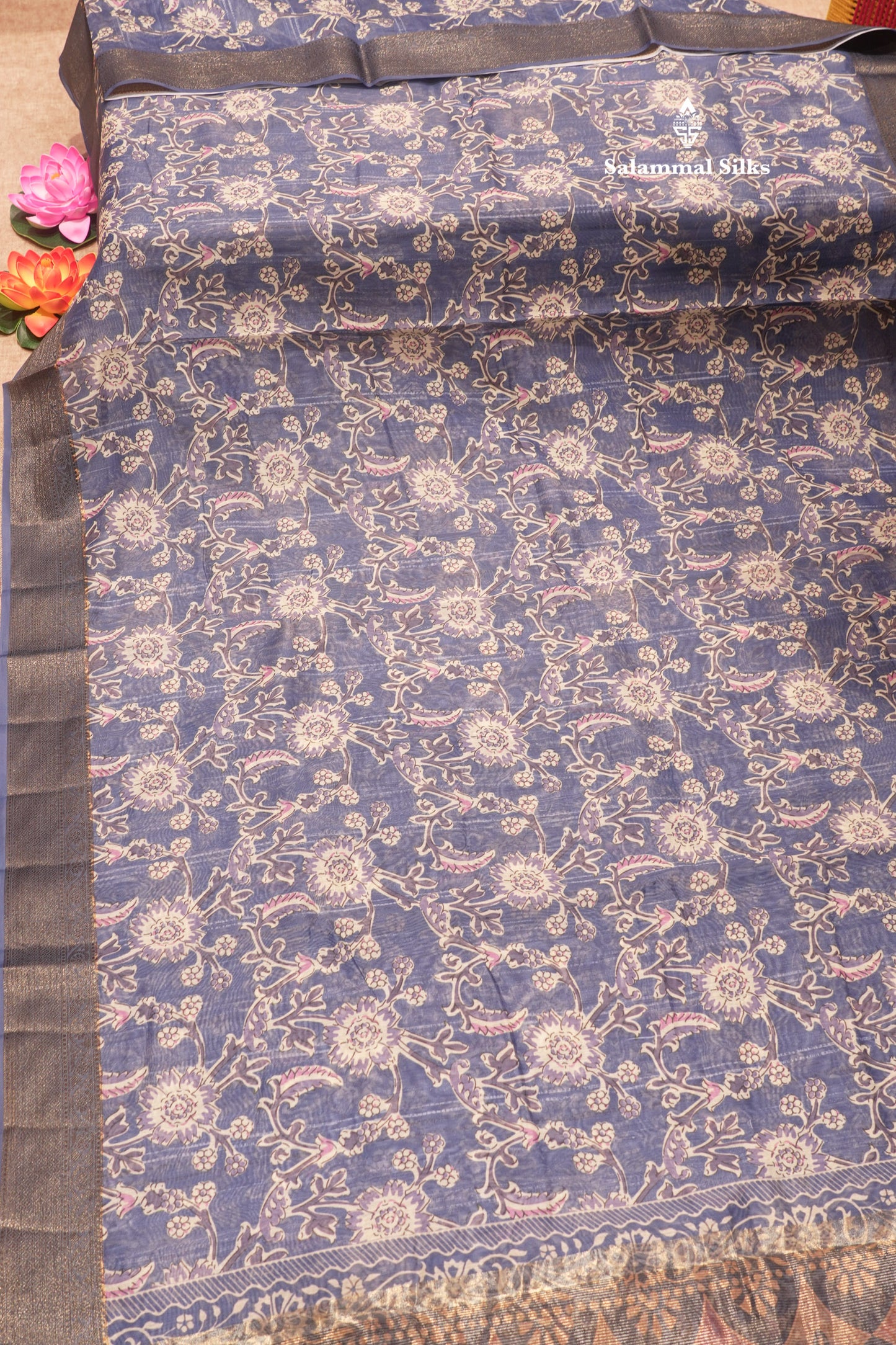 Olive Mustard Yellow Colour Chanderi Mixed Cotton Saree With Blouse