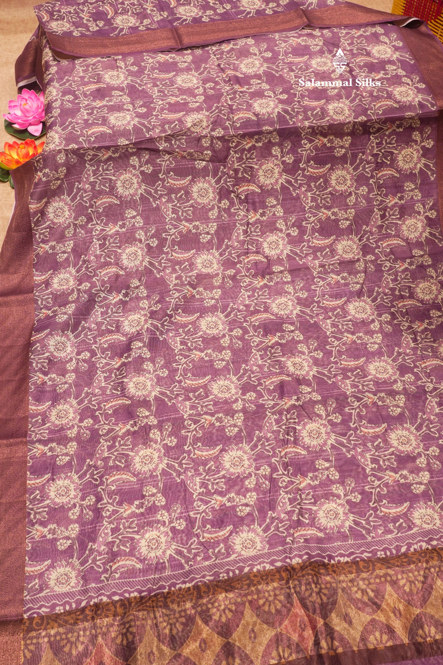 Olive Mustard Yellow Colour Chanderi Mixed Cotton Saree With Blouse