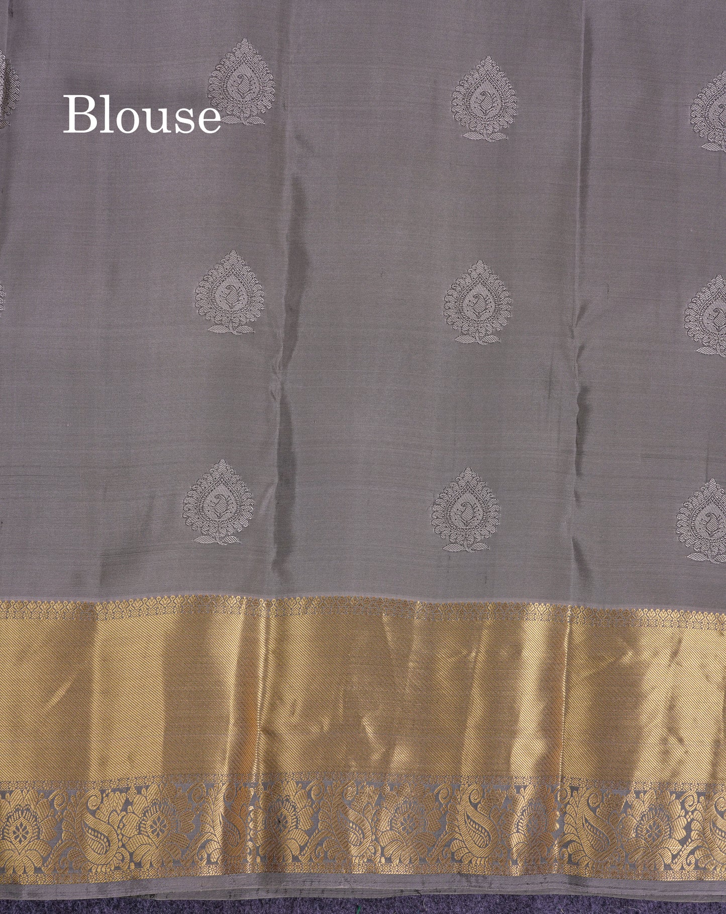 Beautiful Navy Blue Puremix Silk Saree With Contrast Grey Traditional Evening Morning Border
