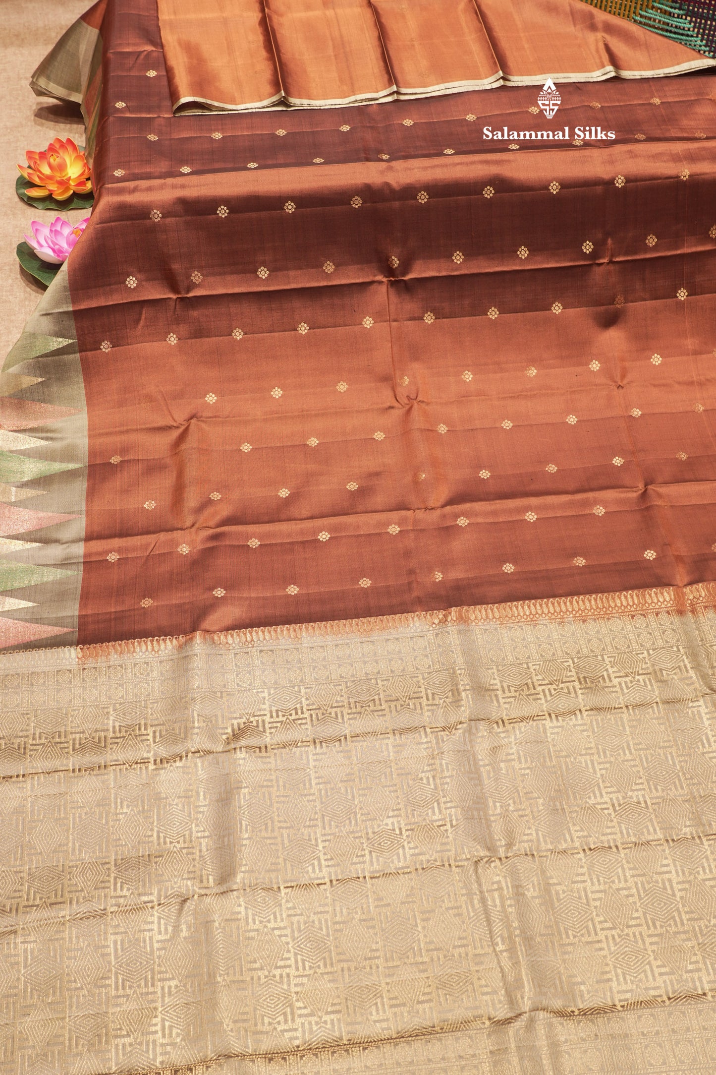 Brown Colour Pure Kanjivaram Soft Silk Saree With Contrast Border