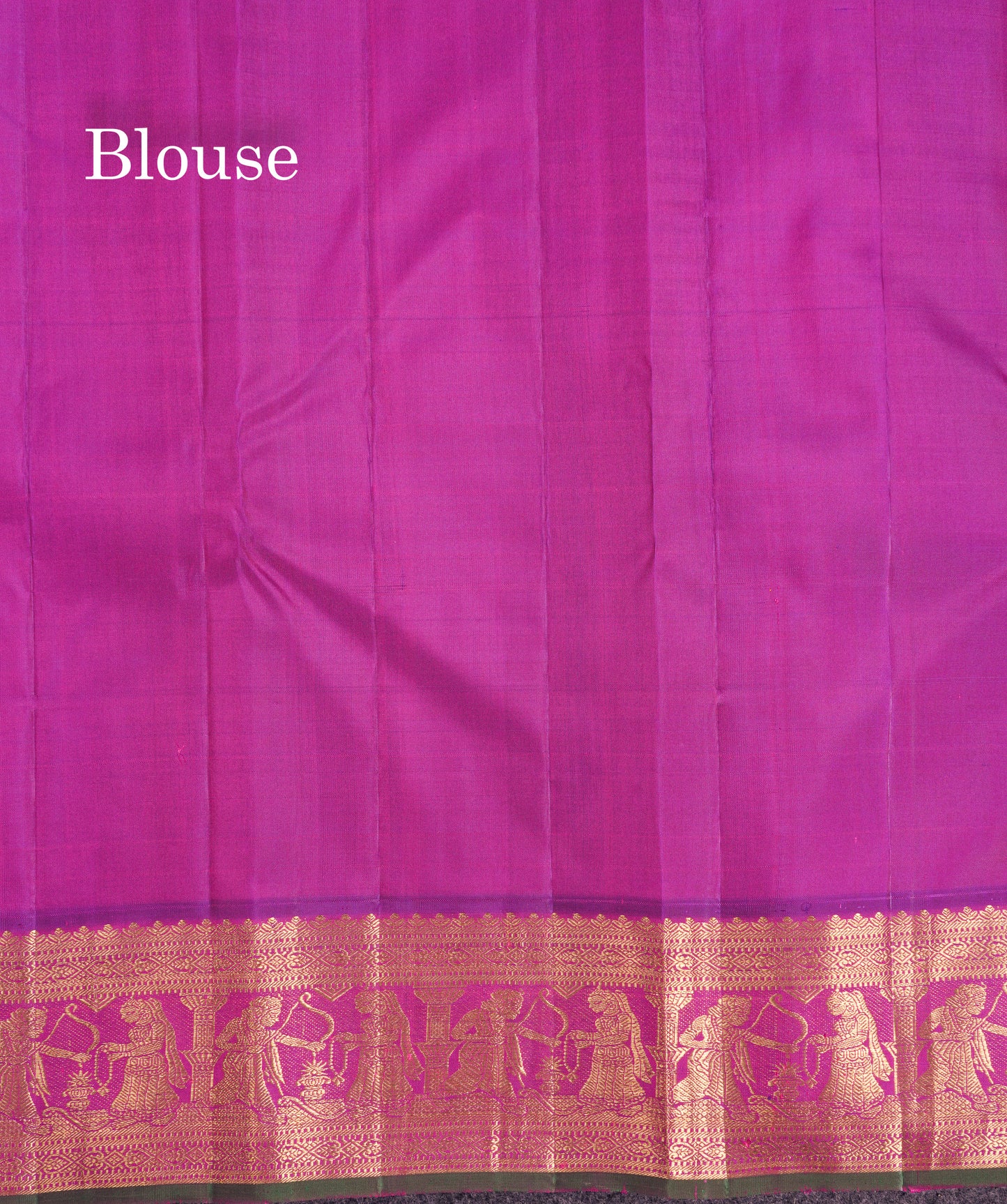 Korvai Beautiful Sapphire Blue Pure Kanjivaram Silk Saree With Contrast Vadamalli Traditional Medium Border