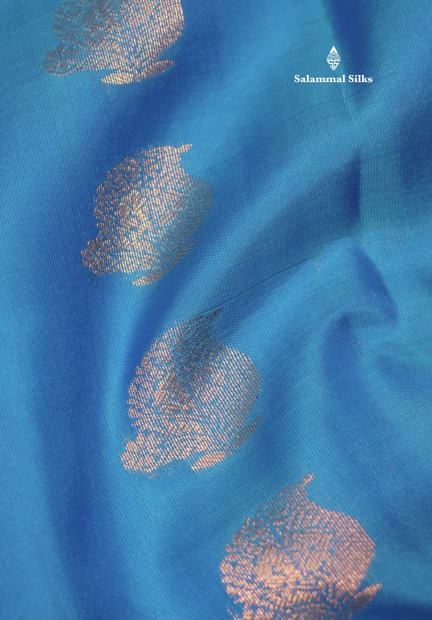 Blue Colour Pure Kanjivaram Silk Saree With Gold Zari Border