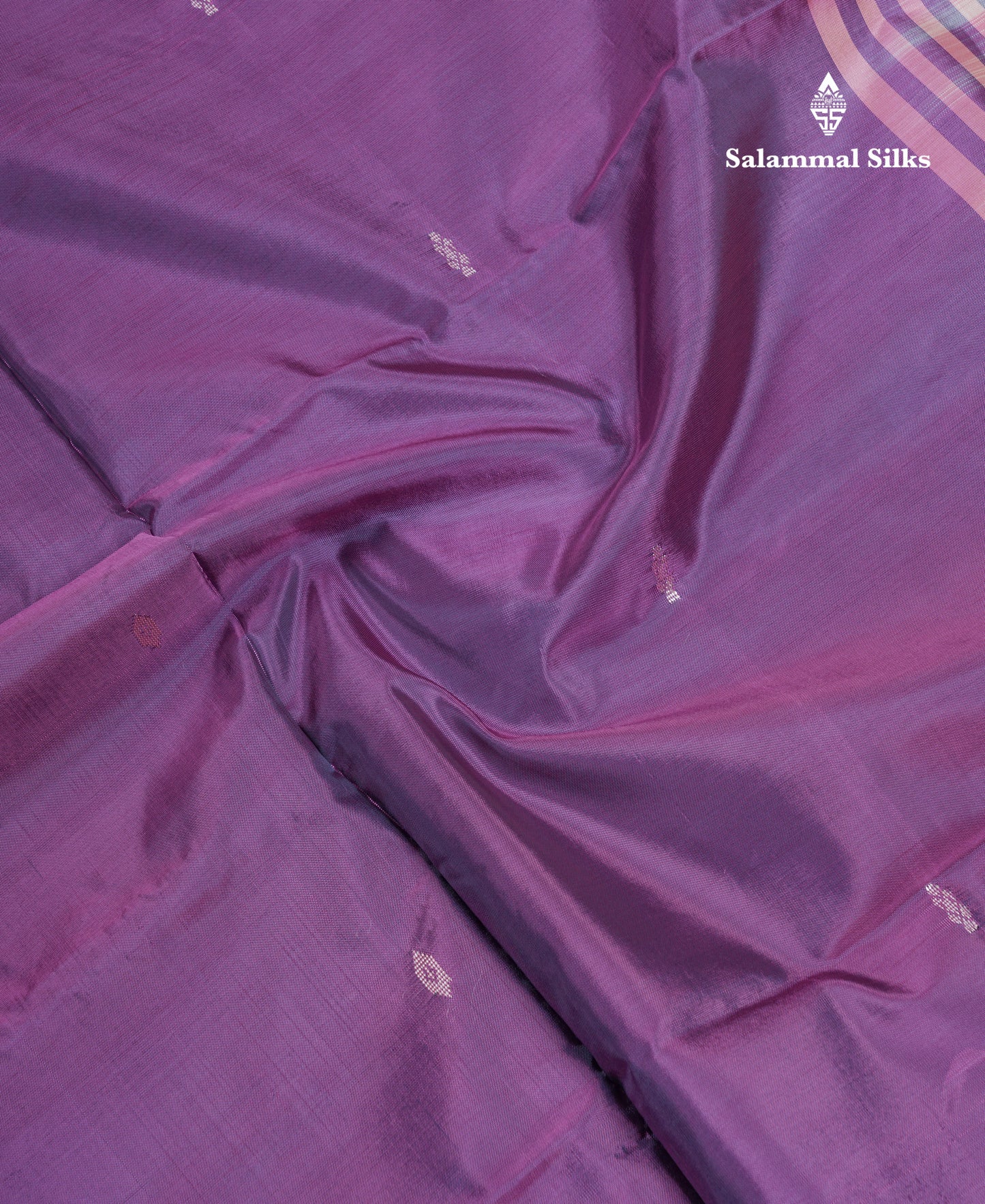 Violet Thread work Buttas Banana Pinth Saree (Vaazhainaar Pattu) With Contrast Sandal Blouse
