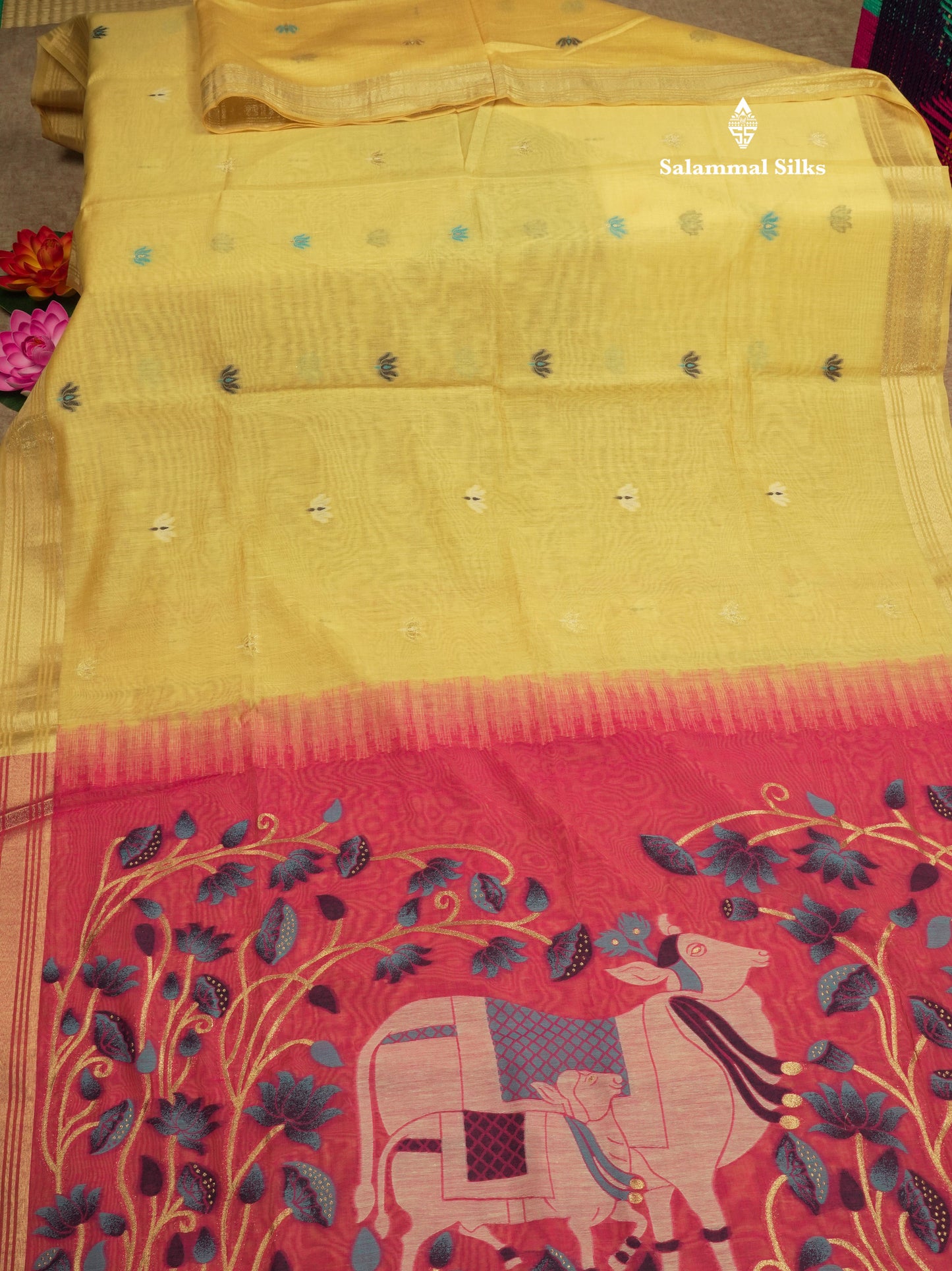 Lavender Colour Meenakari Work Muga Cotton Saree With Contrast Purple Blouse