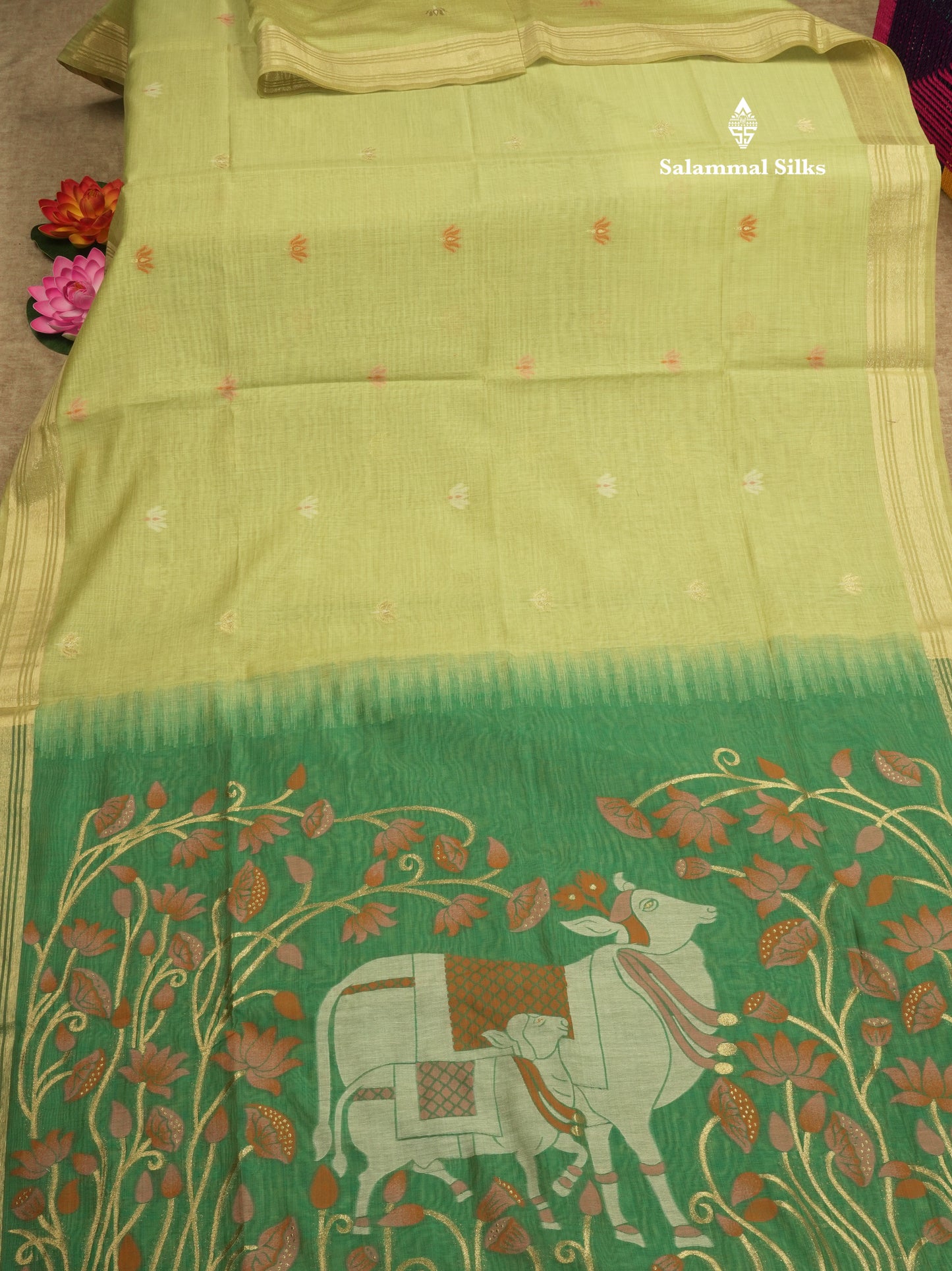 Lavender Colour Meenakari Work Muga Cotton Saree With Contrast Purple Blouse