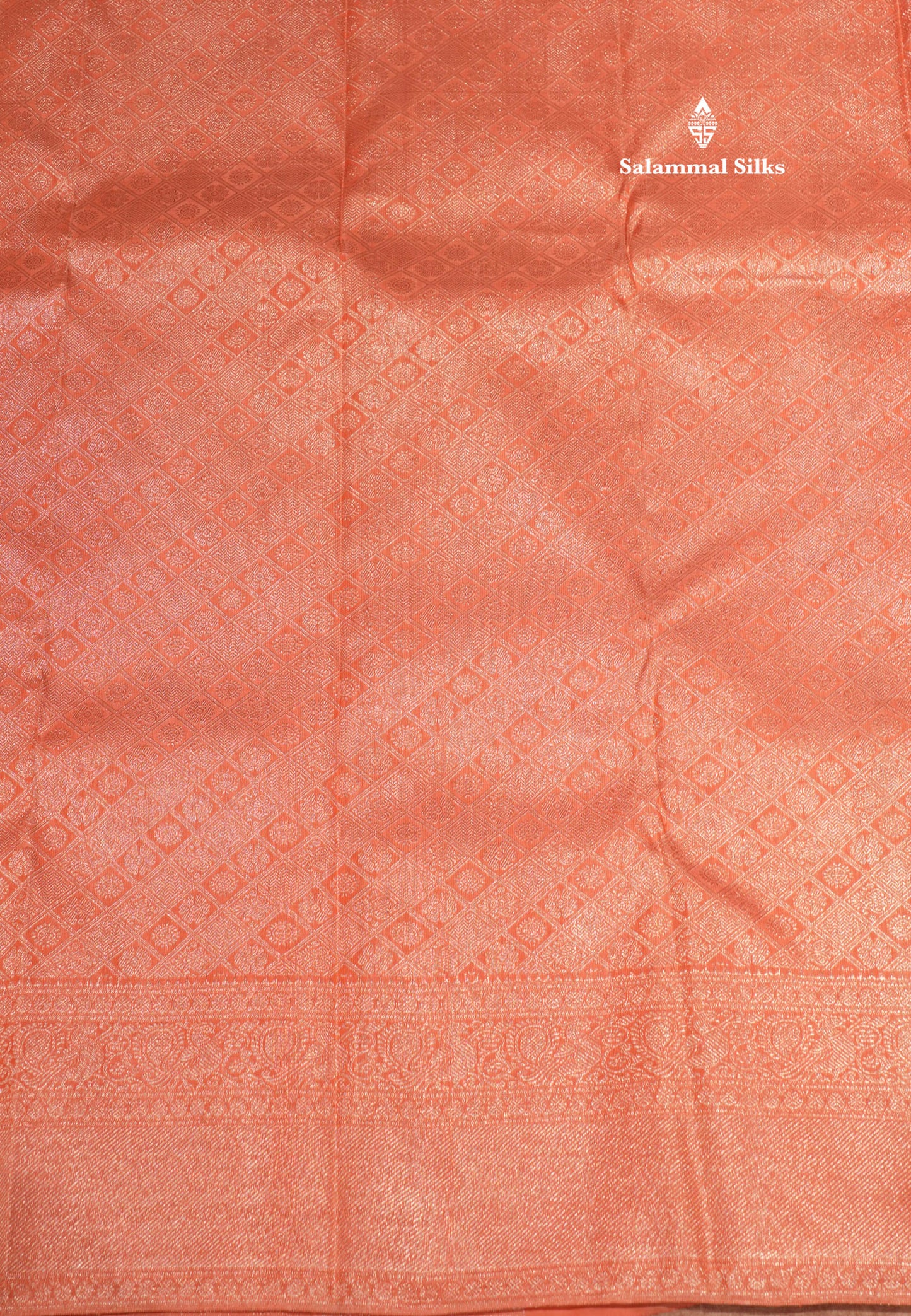 Light Orange Colour Pure Kanjivaram Silk Saree with Self Border