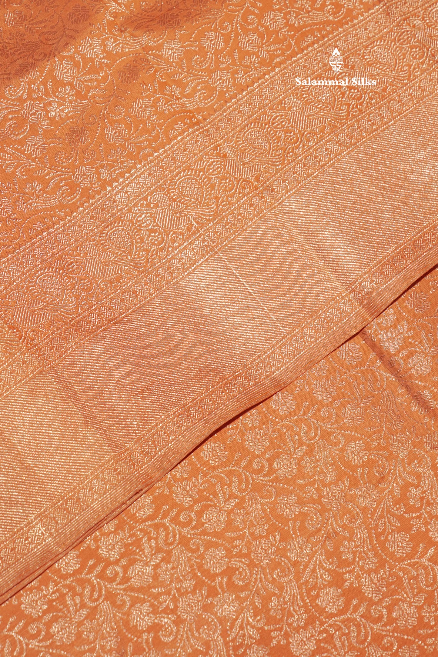 Light Orange Colour Pure Kanjivaram Silk Saree with Self Border