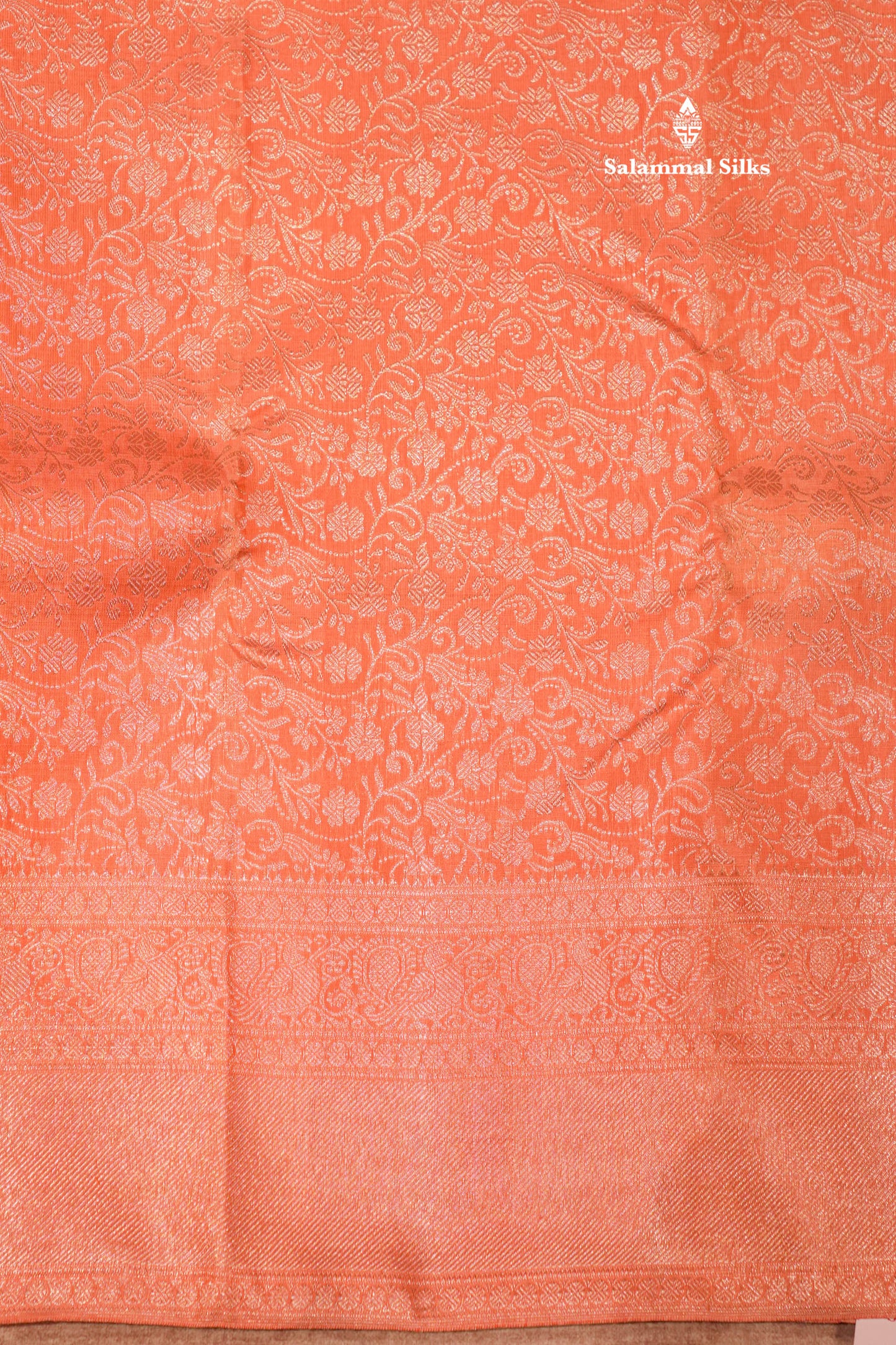 Light Orange Colour Pure Kanjivaram Silk Saree with Self Border