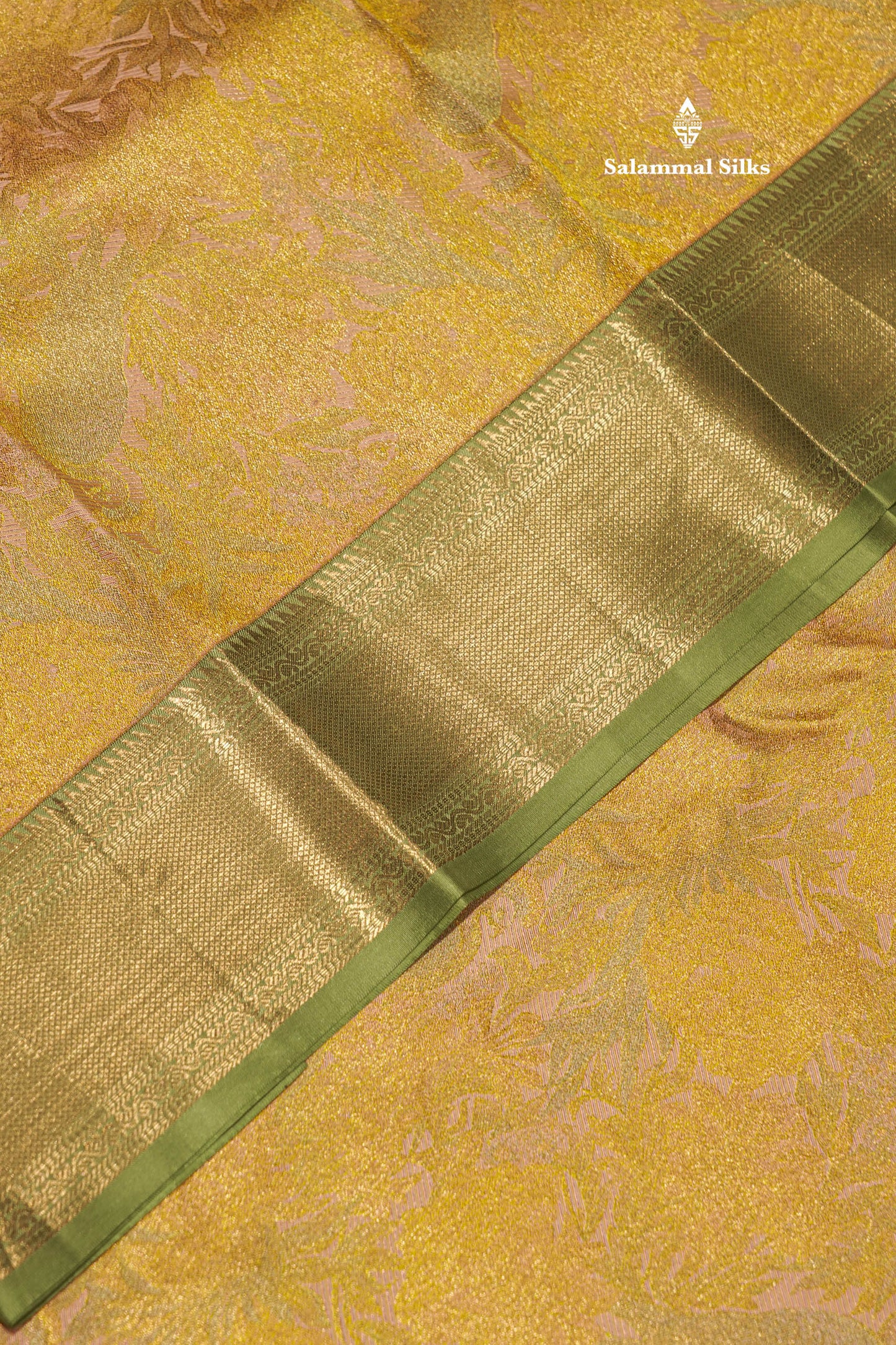 Yellow Colour Pure Kanjivaram Silk Saree with Elaichi Green Border