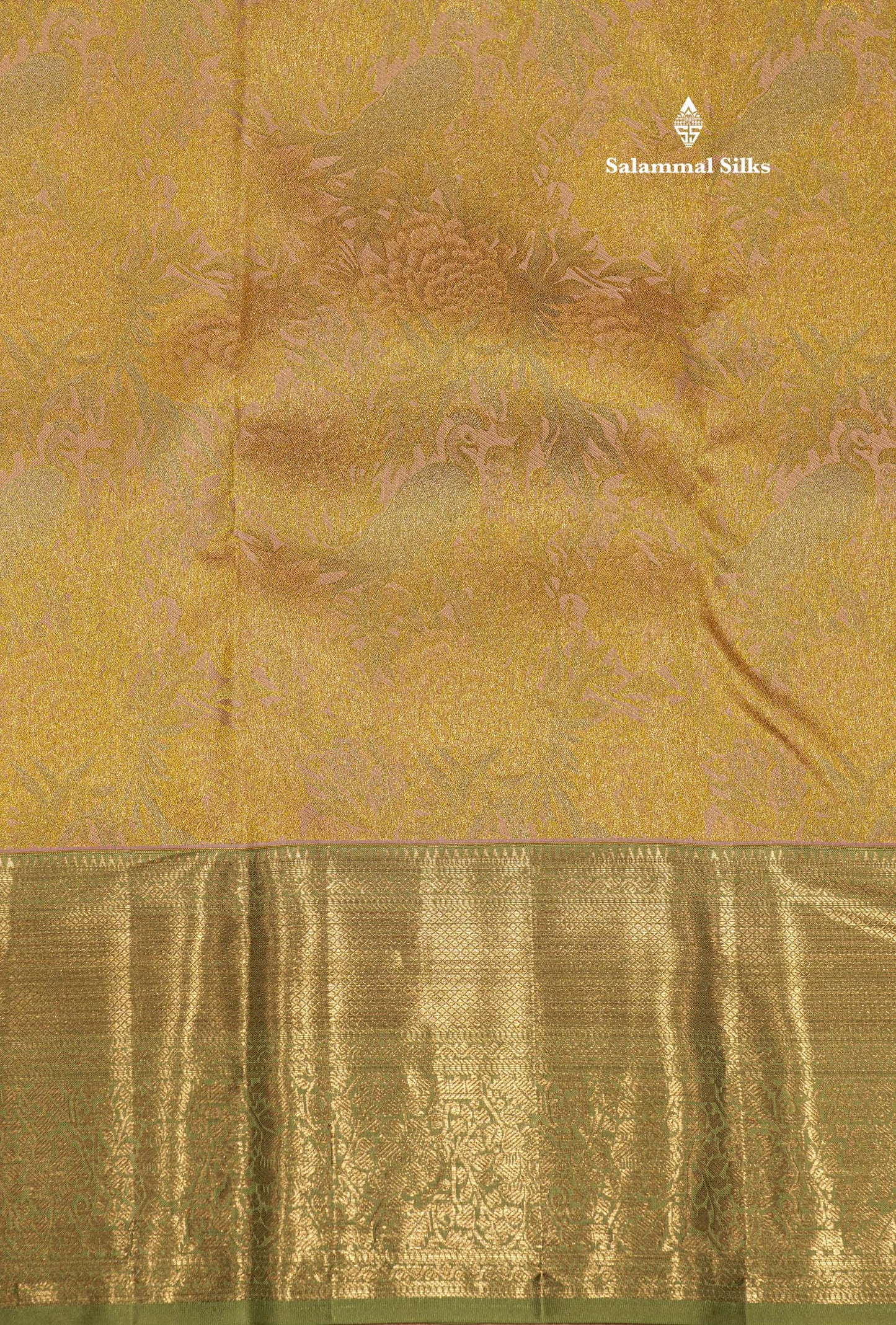 Yellow Colour Pure Kanjivaram Silk Saree with Elaichi Green Border