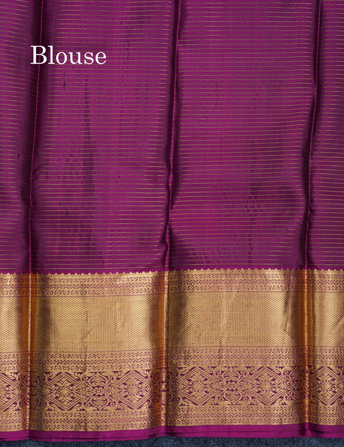 Elephant Grey Small Checks Pure Kanjivaram Silk Saree With Contrast Magenta Border