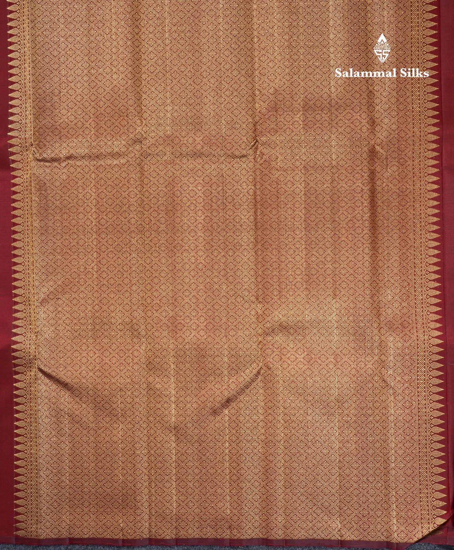 Dark Maroon Pure Kanjivaram Silk Saree With Fancy Turning Border