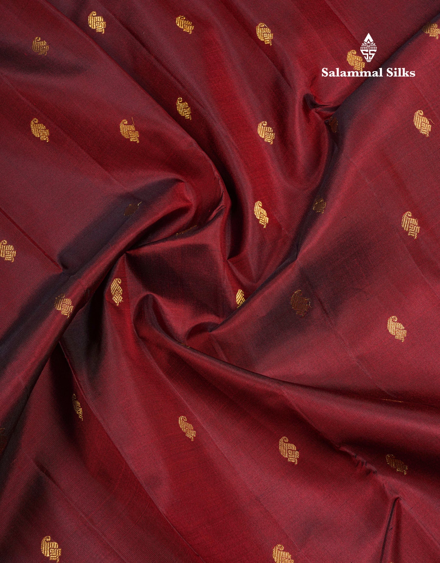 Dark Maroon Pure Kanjivaram Silk Saree With Fancy Turning Border