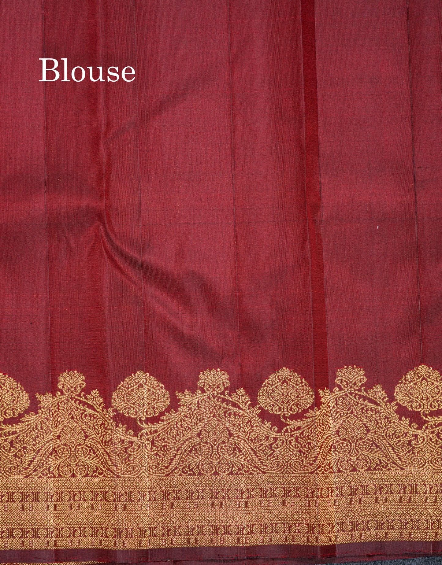 Dark Maroon Pure Kanjivaram Silk Saree With Fancy Turning Border