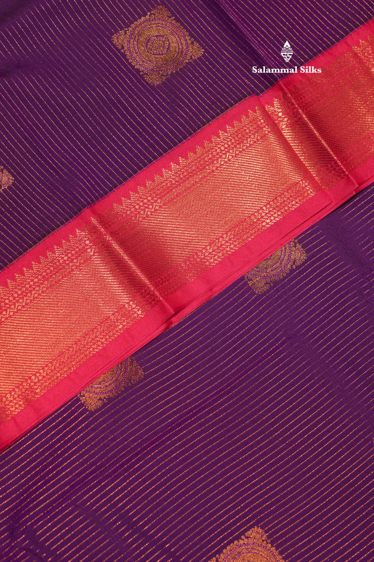 Violet Colour Semi Silk Saree With Contrast Pink Border