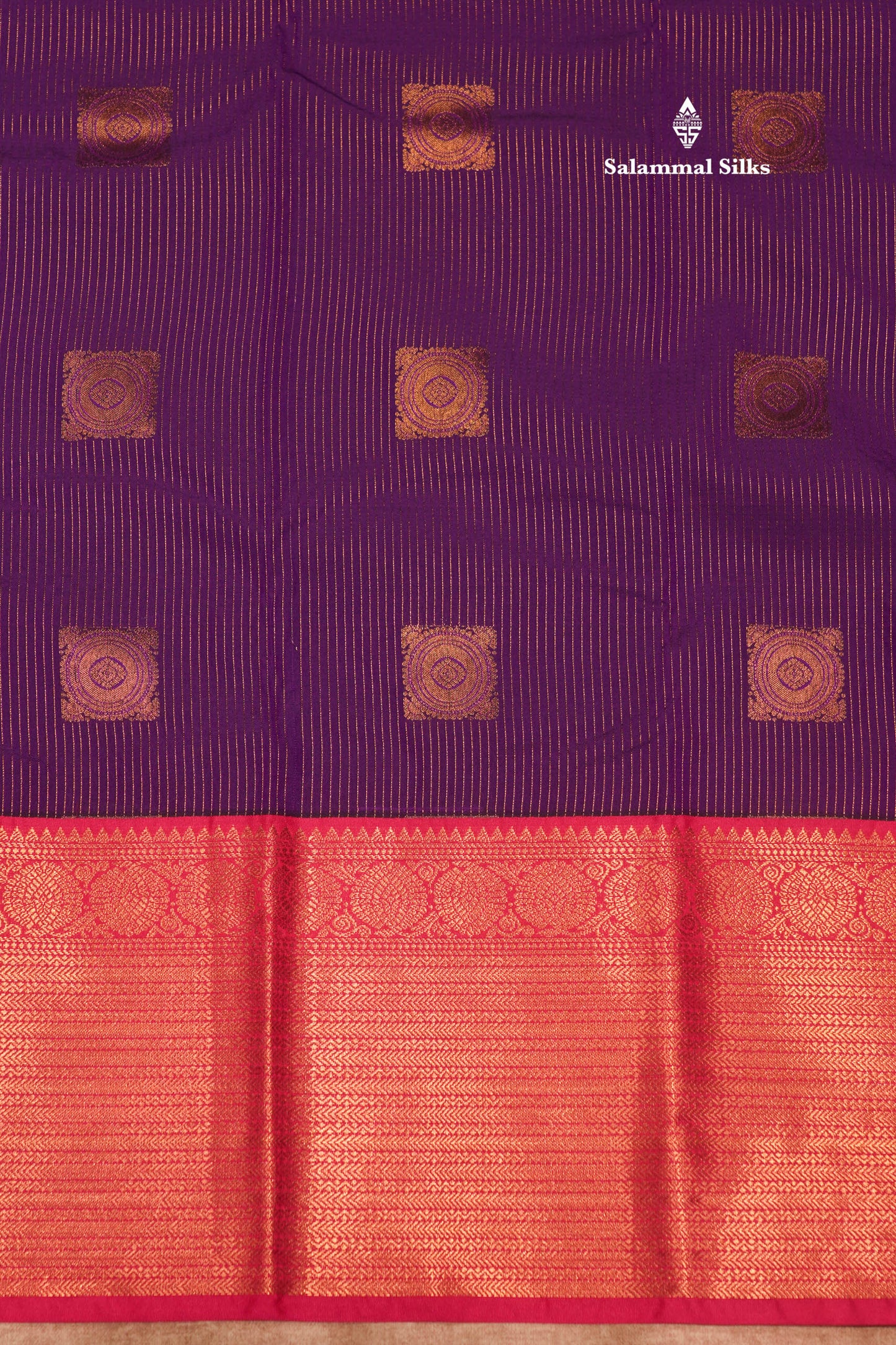 Violet Colour Semi Silk Saree With Contrast Pink Border