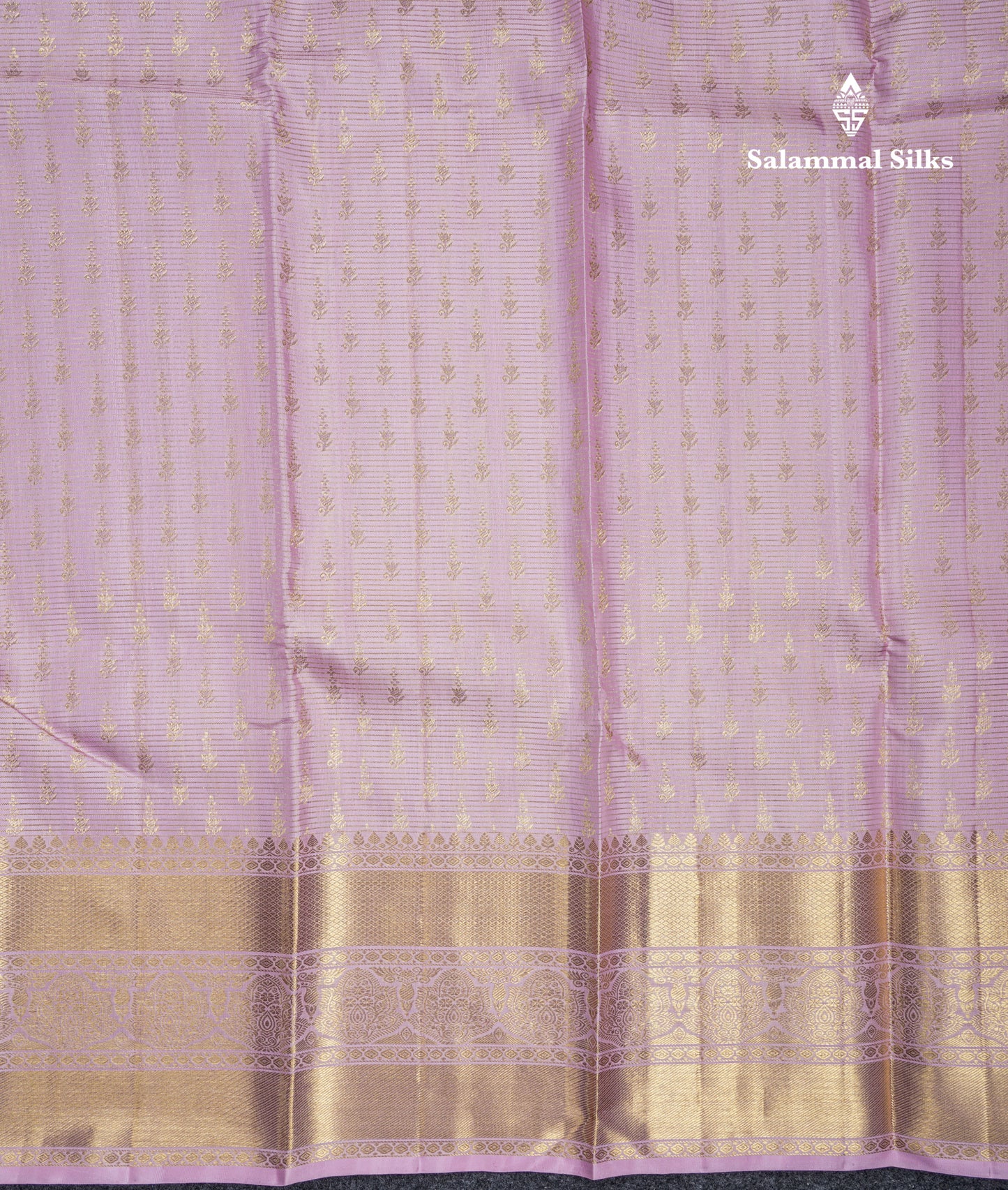 Baby Pink Pure Kanjivaram Silk Saree With Traditional Self Border