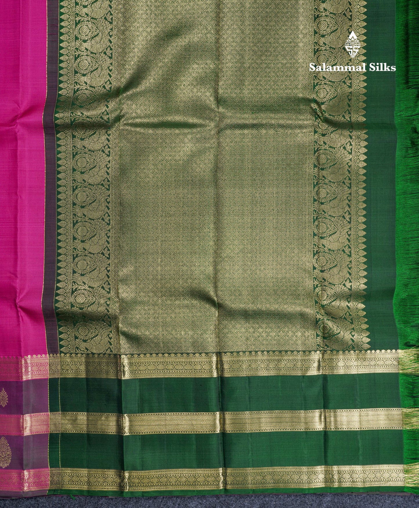 Magenta Pink Pure Kanjivaram Silk Saree With Traditional Evening Morning Border