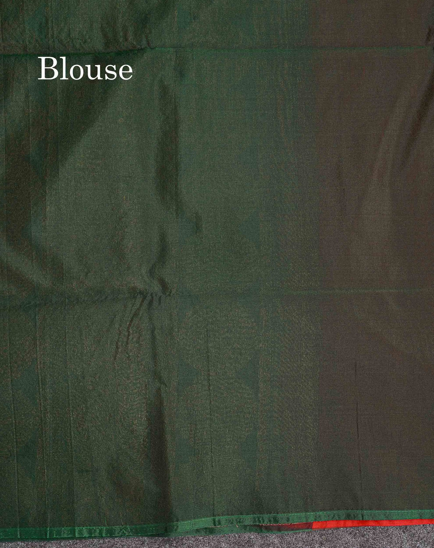 SICO Cotton Saree - Chilly Red Colour Body Zari Butta With Contrast Bottle Green Blouse